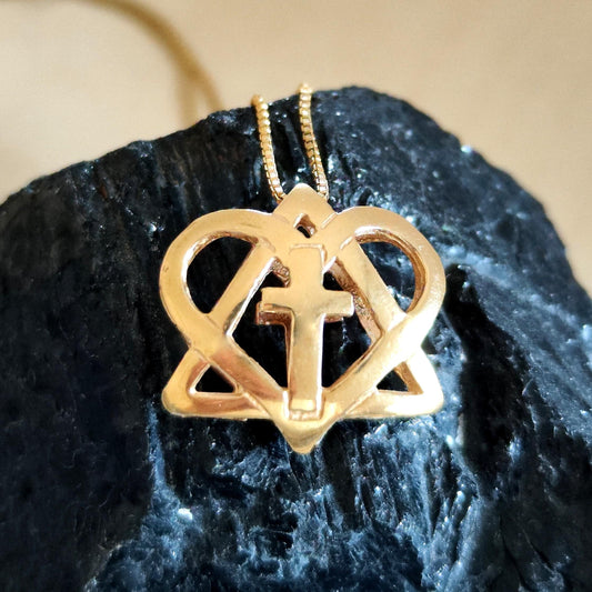 Star of David Cross Pendant: Interfaith Heart Shaped Necklace, Handmade in Israel Barr Designs