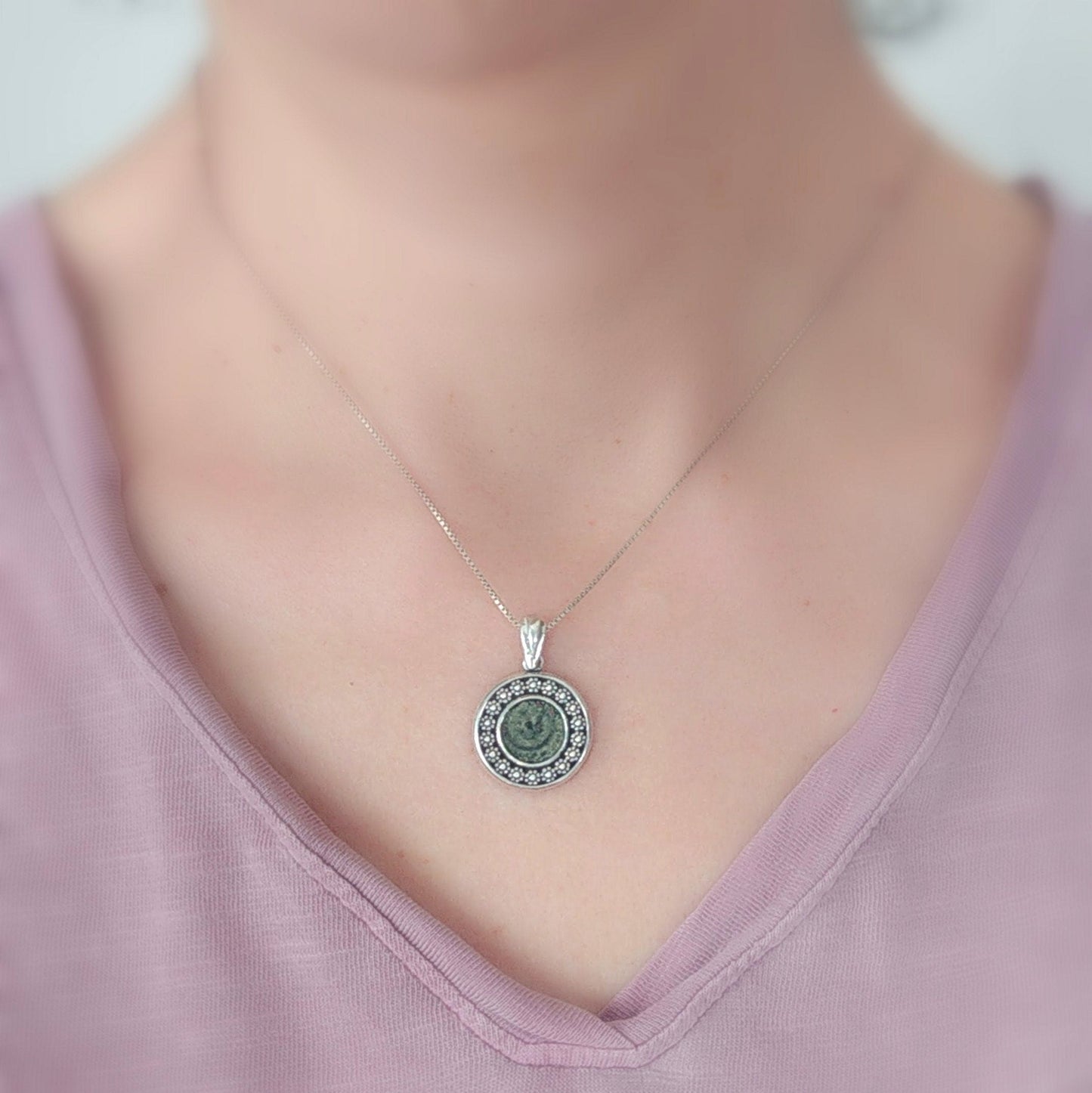 Widow Mite Coin Pendant: Sterling Silver Christian Necklace, Ancient Israeli Jewelry Barr Designs