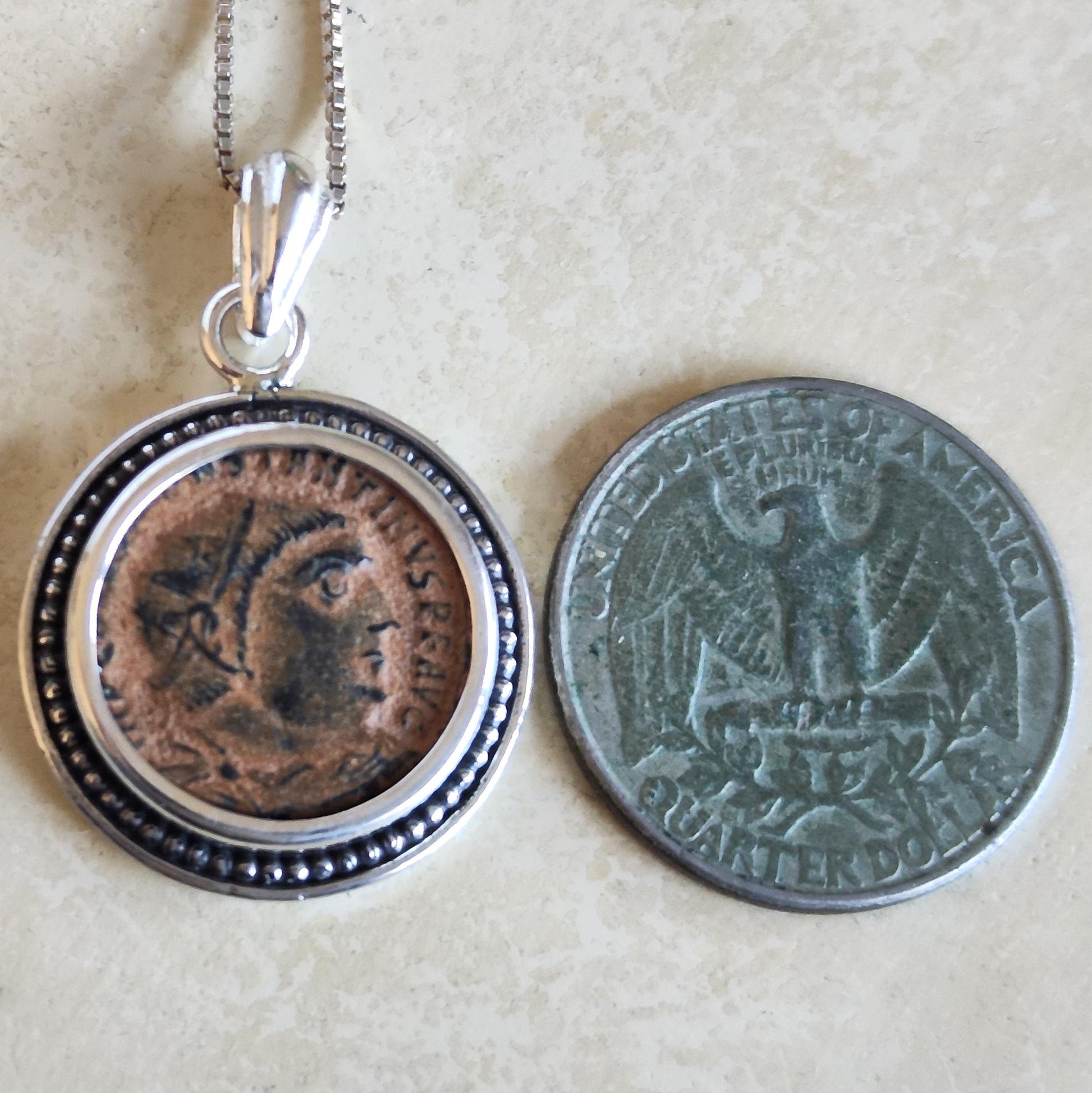Genuine Roman Coin Pendant: Constantine I, Jupiter, Sterling Silver Barr Designs