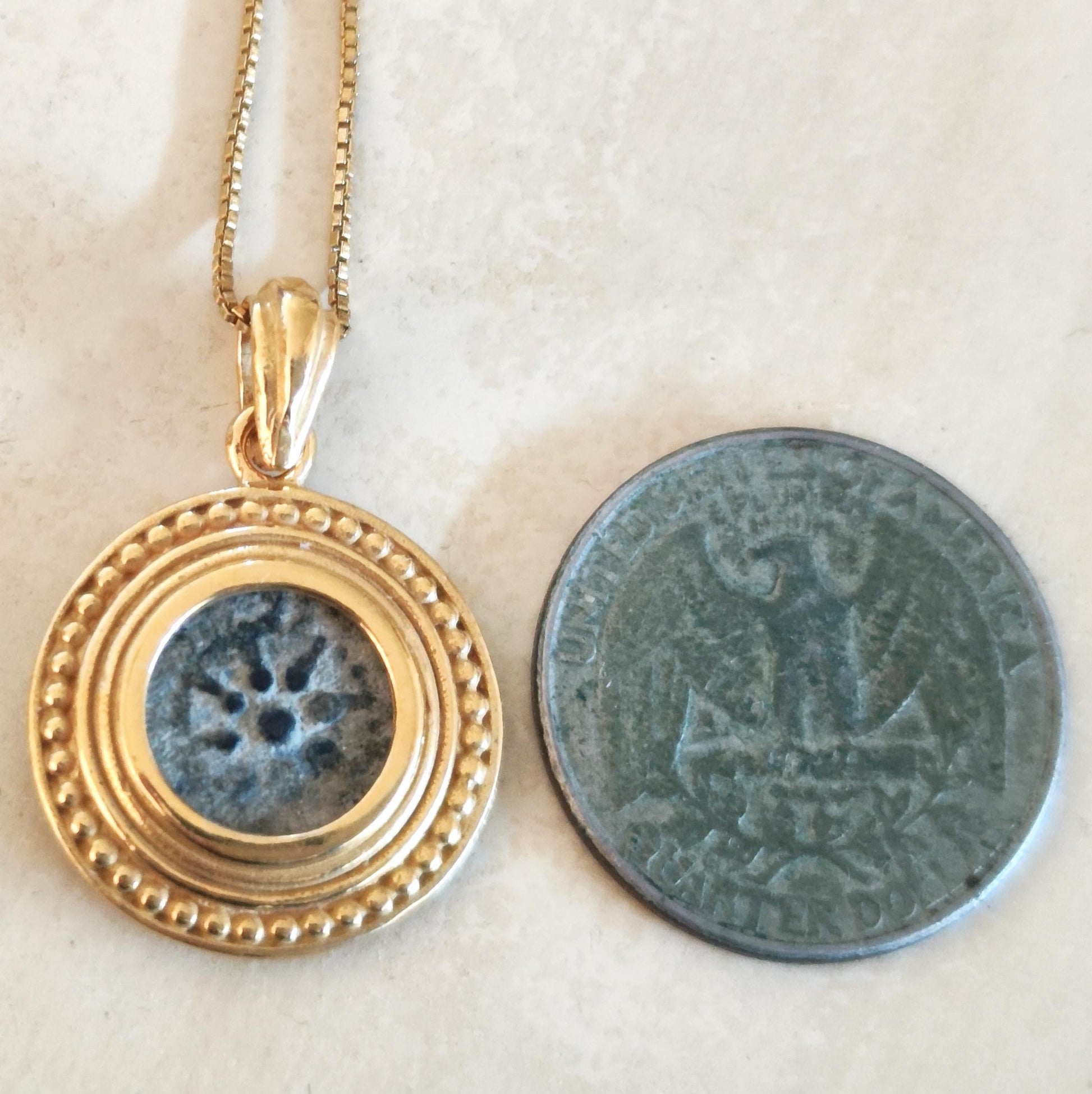 Antique Widow's Mite Coin Necklace: Christian Coin Gold Plated Medallion Pendant Barr Designs