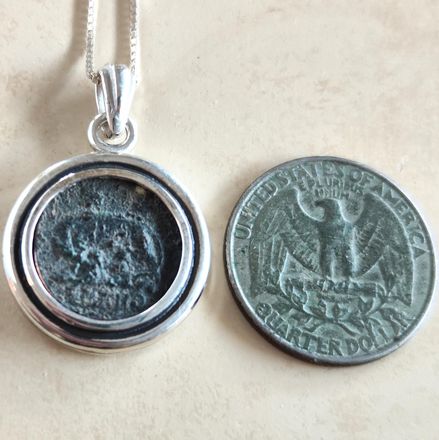 Romulus & Remus Roman Coin Pendant: Sterling Silver, Authentic Ancient Constantine Coin Barr Designs