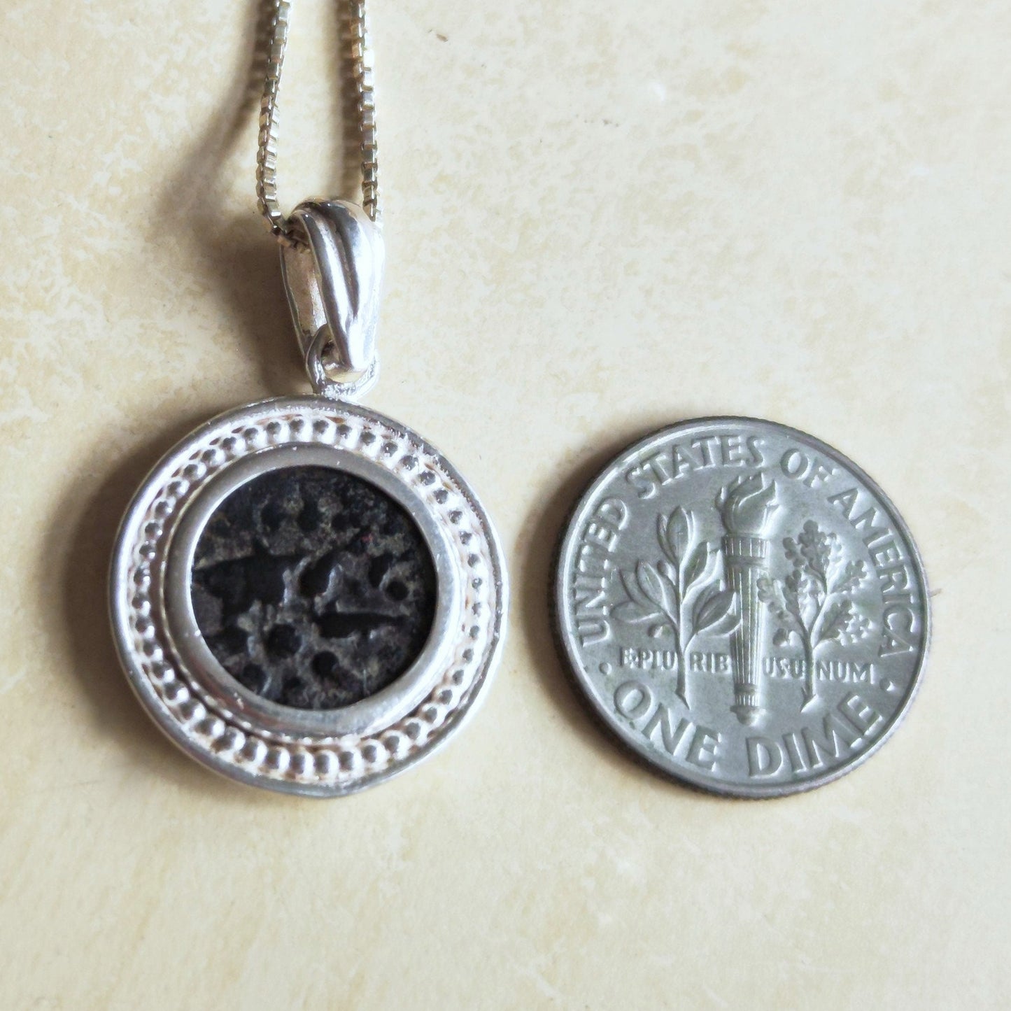 Sterling Silver Widow's Mite Pendant: Authentic Ancient Coin Necklace Barr Designs