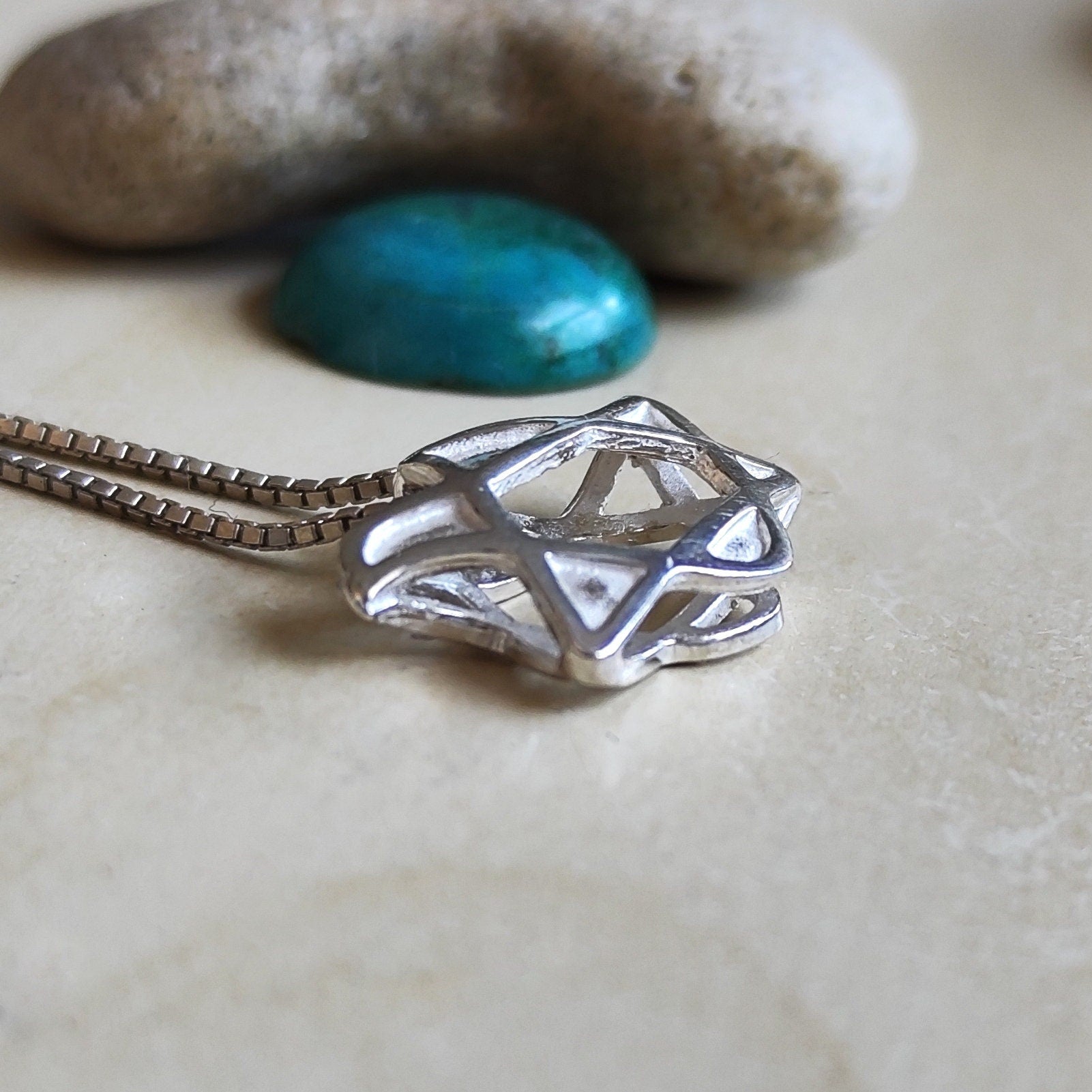 Dove Star of David Sterling Silver Necklace: 3D Jewish Christian Gift Barr Designs