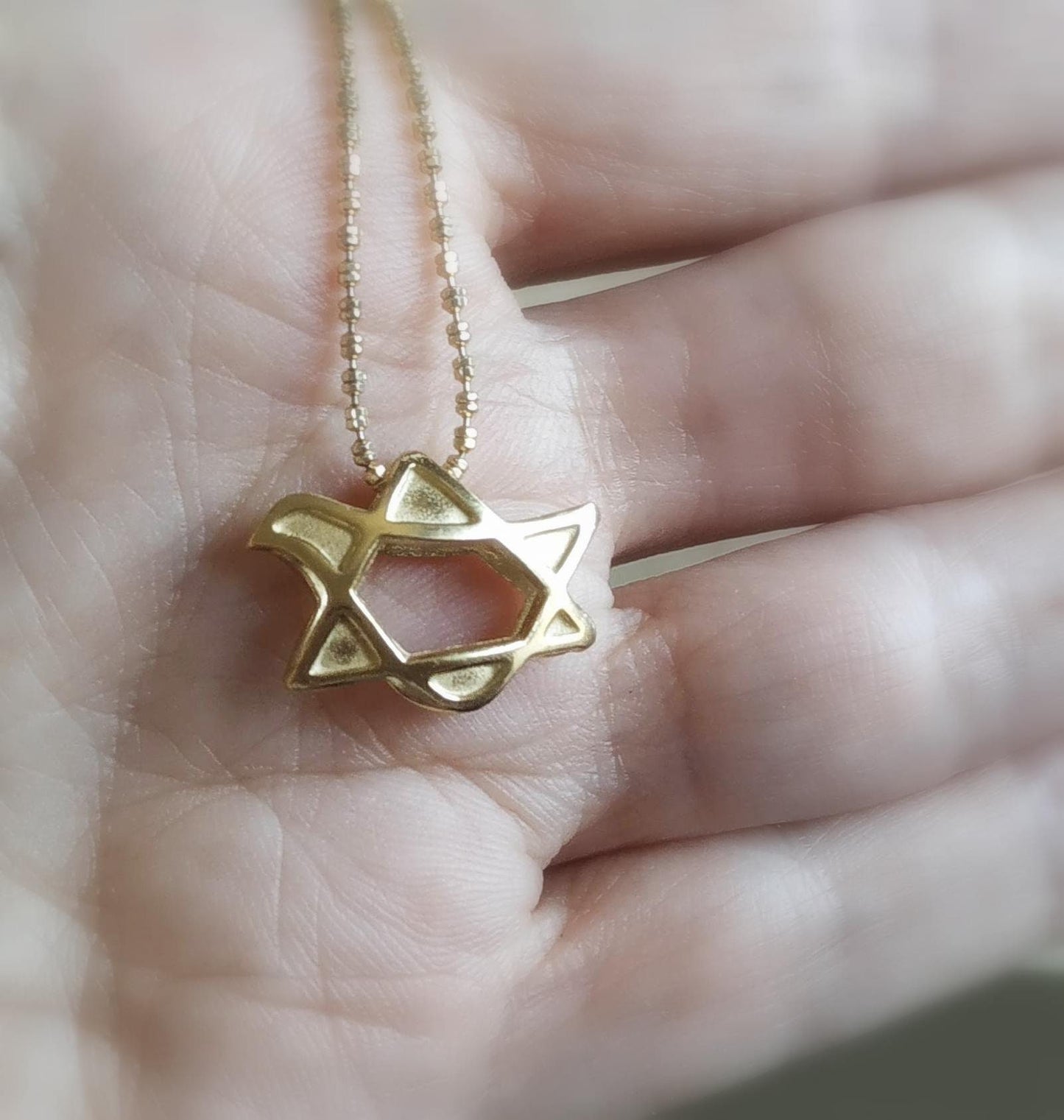 Gold Star of David Necklace, Dainty Jewish Pendant, Gold Dove Pendant, Jewish Necklace, Spiritual jewelry, Bat Mitzva Gift, Jewish Gift