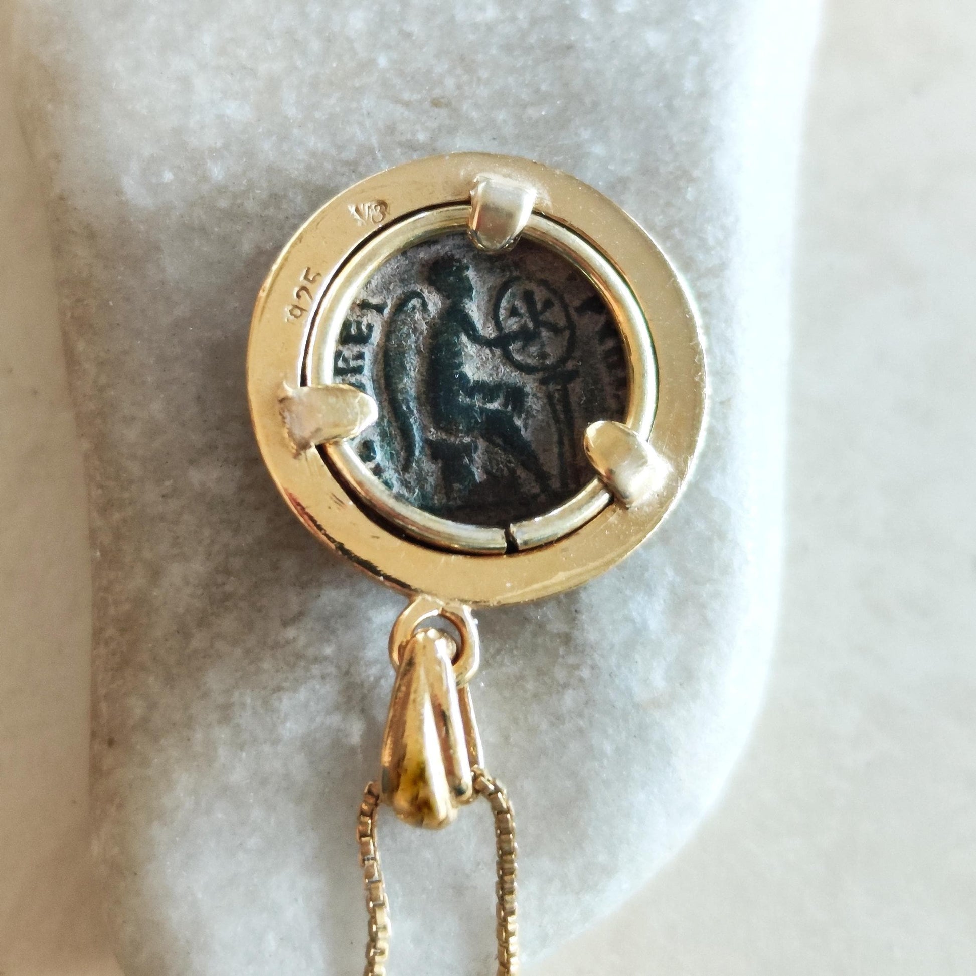 Ancient Roman Christian Coin Necklace: Empress Aelia Eudoxia Orthodox Medallion, Gold Plated Barr Designs