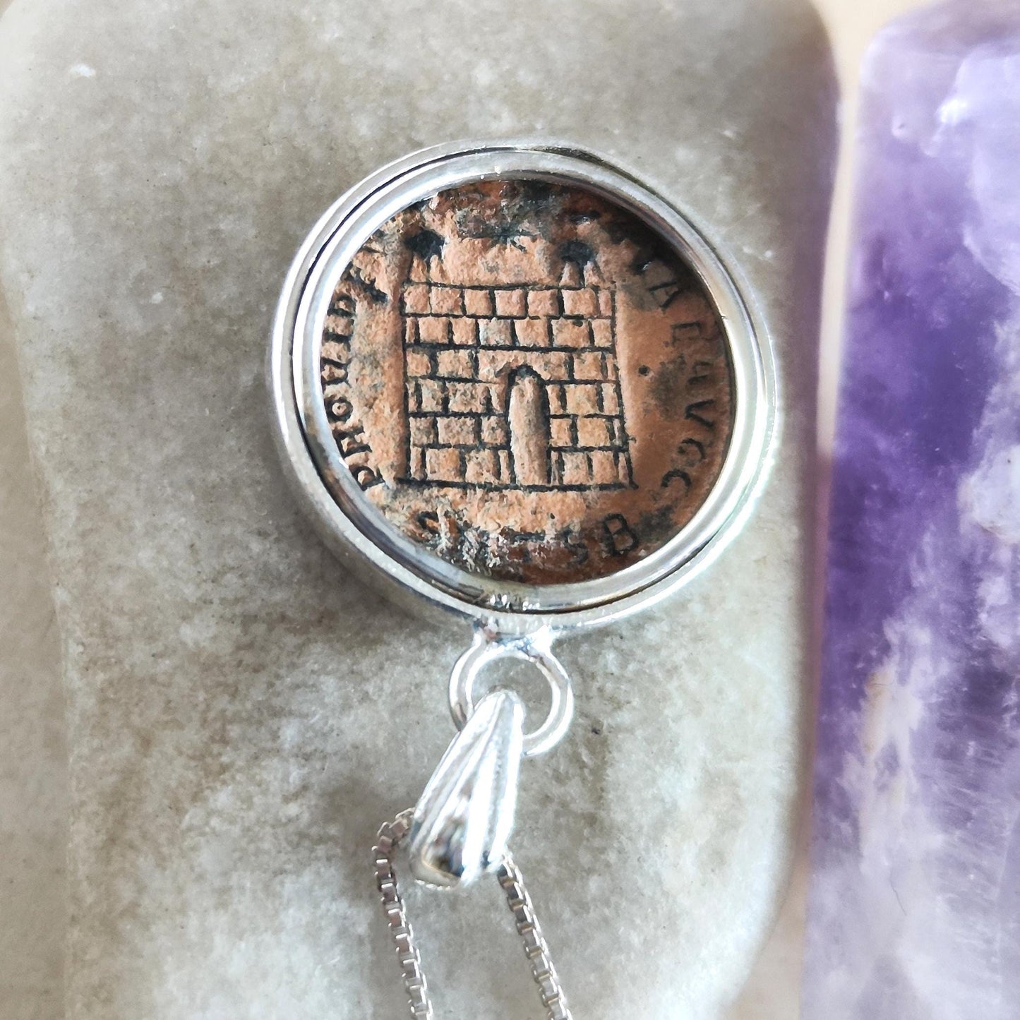 Roman Constantine the Great Coin Necklace, Real Ancient Certified Coin Silver Pendant, Men Unisex Christian Medallion, Vintage Gift Idea