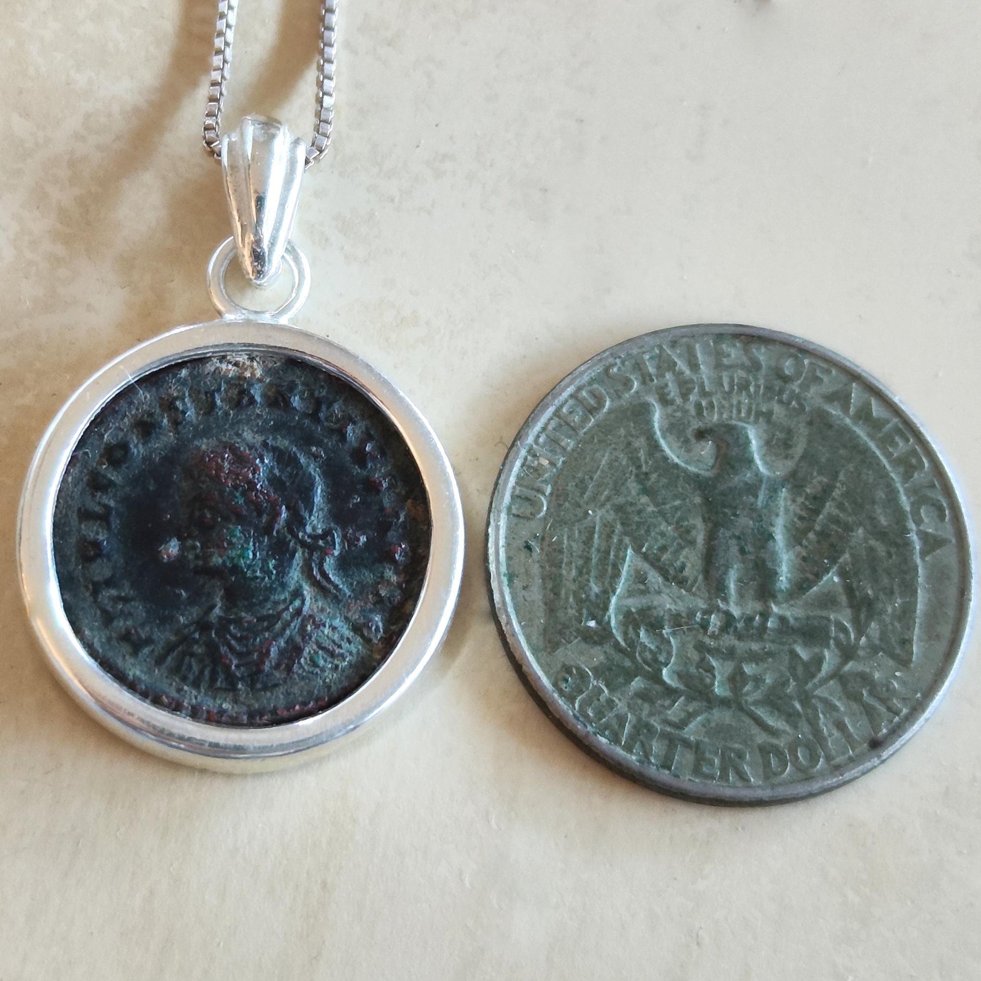 Antique Roman Coin Necklace: Emperor Constantius II, Sterling Silver Pendant Barr Designs