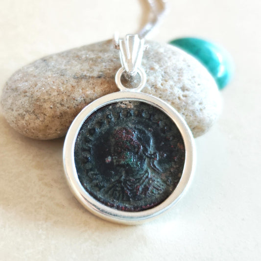 Antique Roman Coin Necklace: Emperor Constantius II, Sterling Silver Pendant Barr Designs
