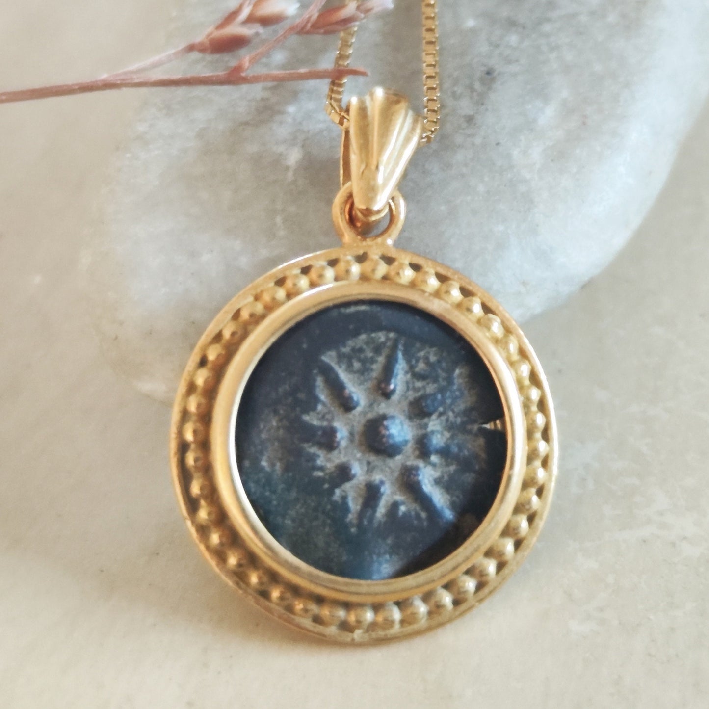 Authentic widow mite coin necklace, gold Plated large Medallion, Christian Jesus coin pendant, Ancient Judea Prutah, history Christmas gift