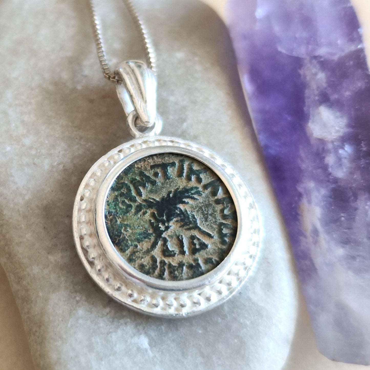 Antique Roman Provincial coin silver necklace, Procurator Antonius Felix Medallion, Ancient Emperor Claudius Coin Jewelry,  History Necklace