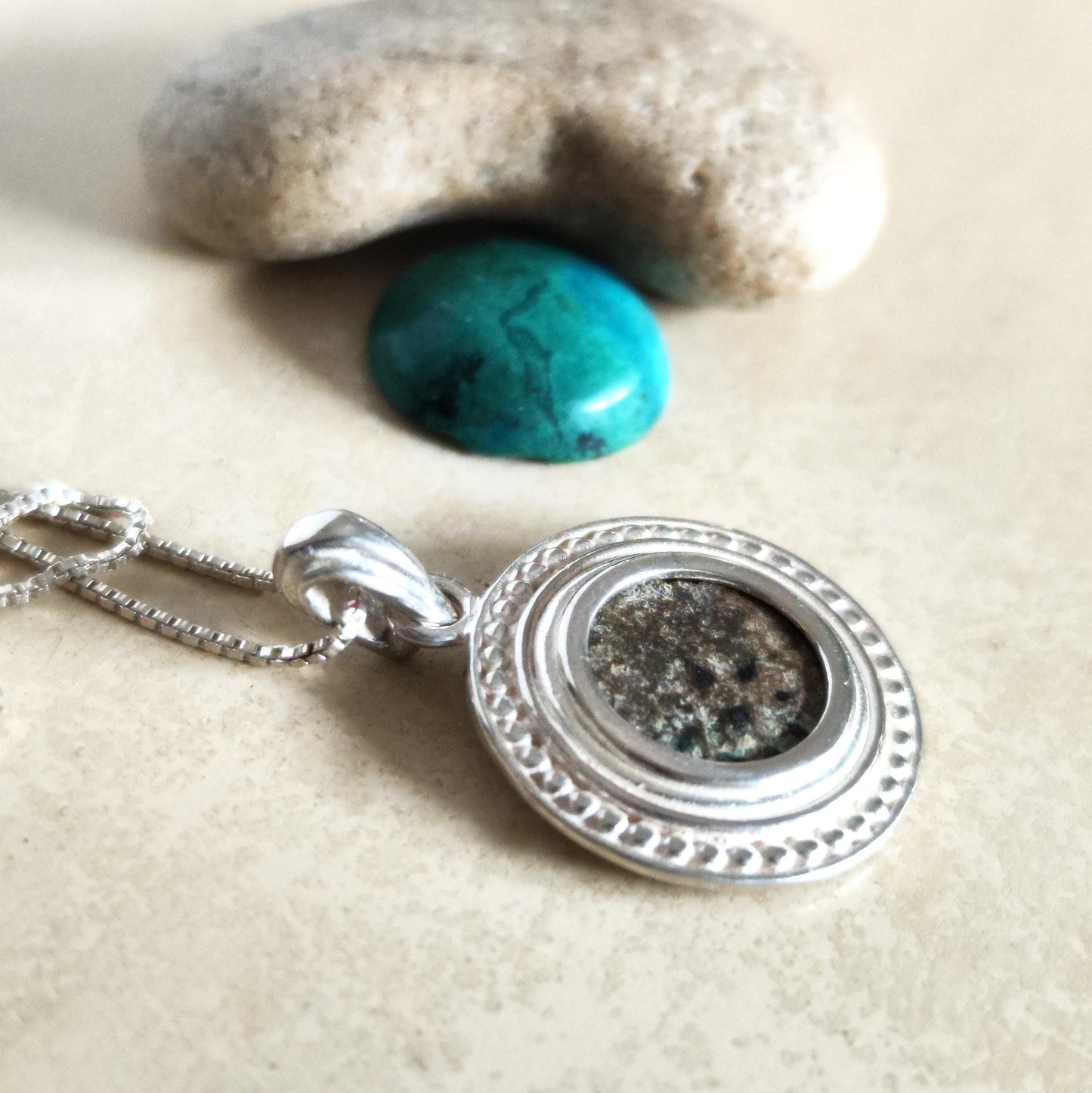 Widow's Mite Pendant: Ancient Bronze Coin, Sterling Silver Christian Necklace Barr Designs