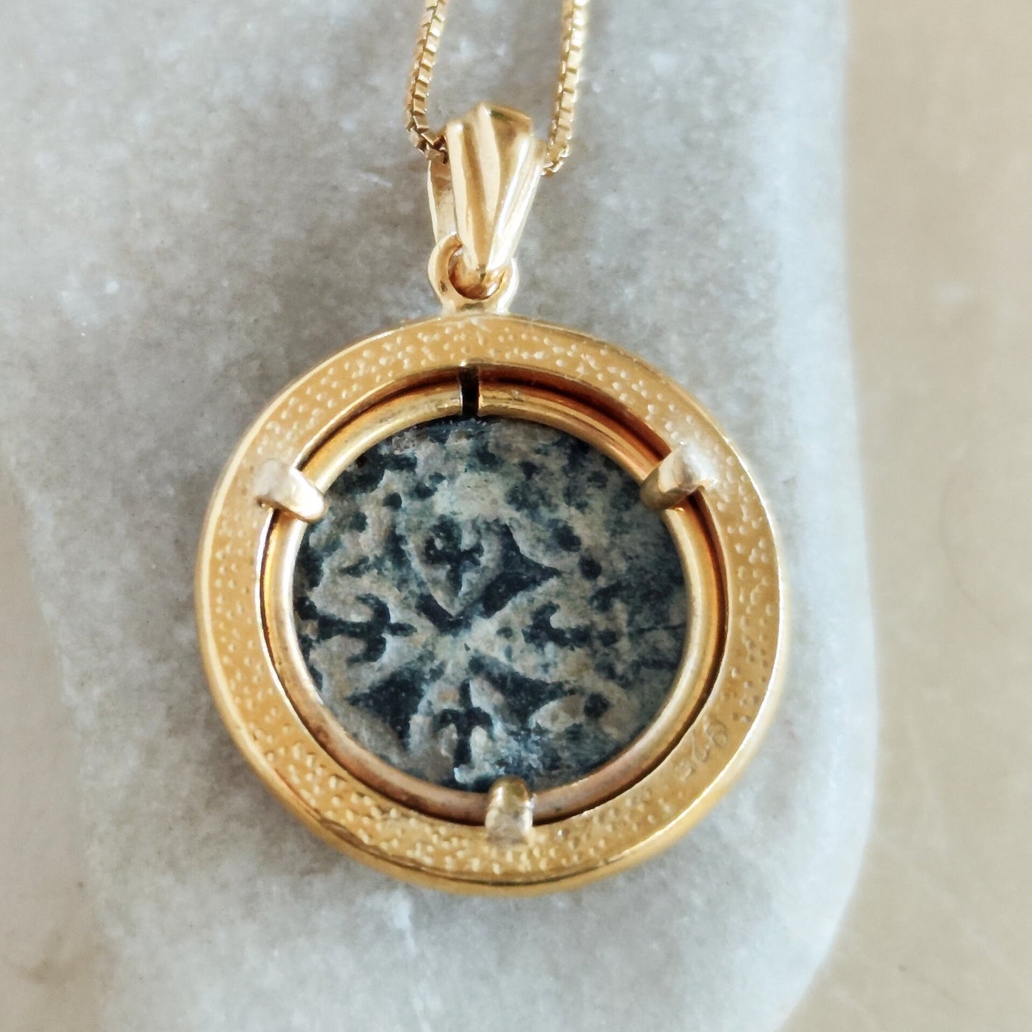 Authentic Crusader Coin Necklace, Horse Coin Gold Plated Pendant, Christian Latin Cross Pendant, Knights Templar Jewelry, Vintage Necklace