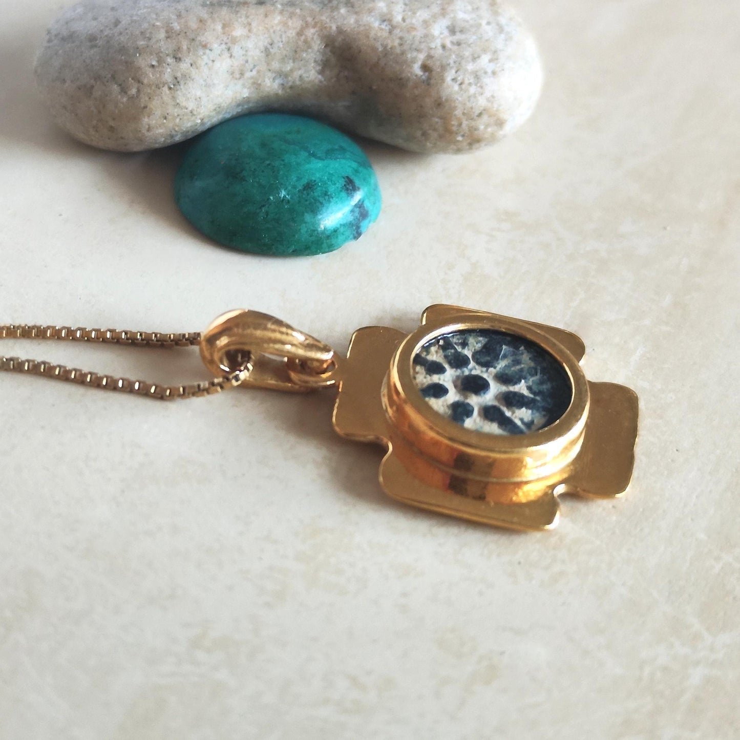 Authentic Widow's Mite Coin Cross Necklace, Jerusalem Cross Gold Plated Pendant, Christian Jewelry, Antique Coin Necklace, Jesus Coin Gift