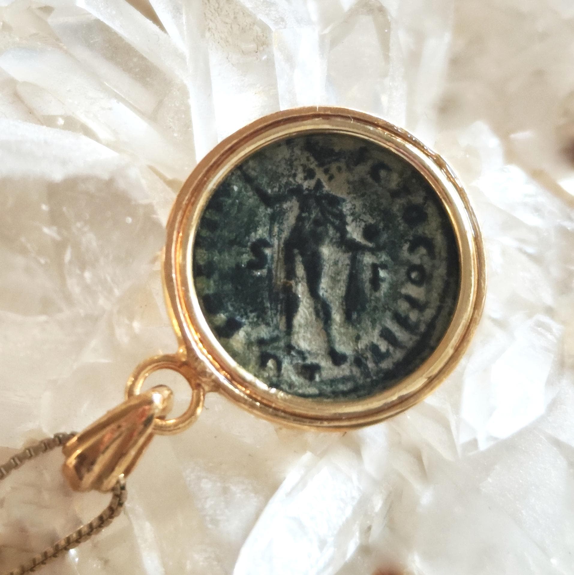Ancient Roman Coin Necklace: Emperor Licinius 4th Century, Gold Plated Medallion Pendant Barr Designs