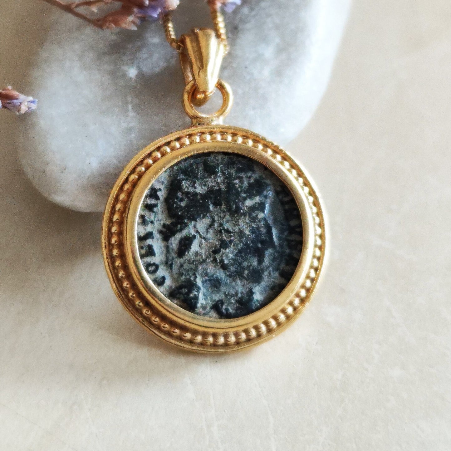 Authentic Certified Roman coin necklace, Antique Constantine the Great medallion, Emperor pendant, Vintage coin jewelry, unisex gift idea