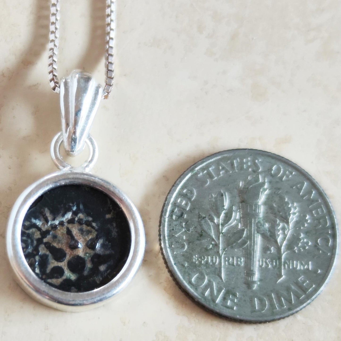 Antique Coin Silver Pendant, Judean Widows Mite Dainty Necklace, Christian New Testament Artifact Barr Designs