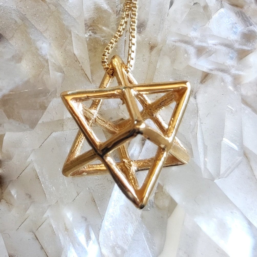Gold Plated Silver Merkaba Pendant: Sacred Geometry Small Charm Barr Designs