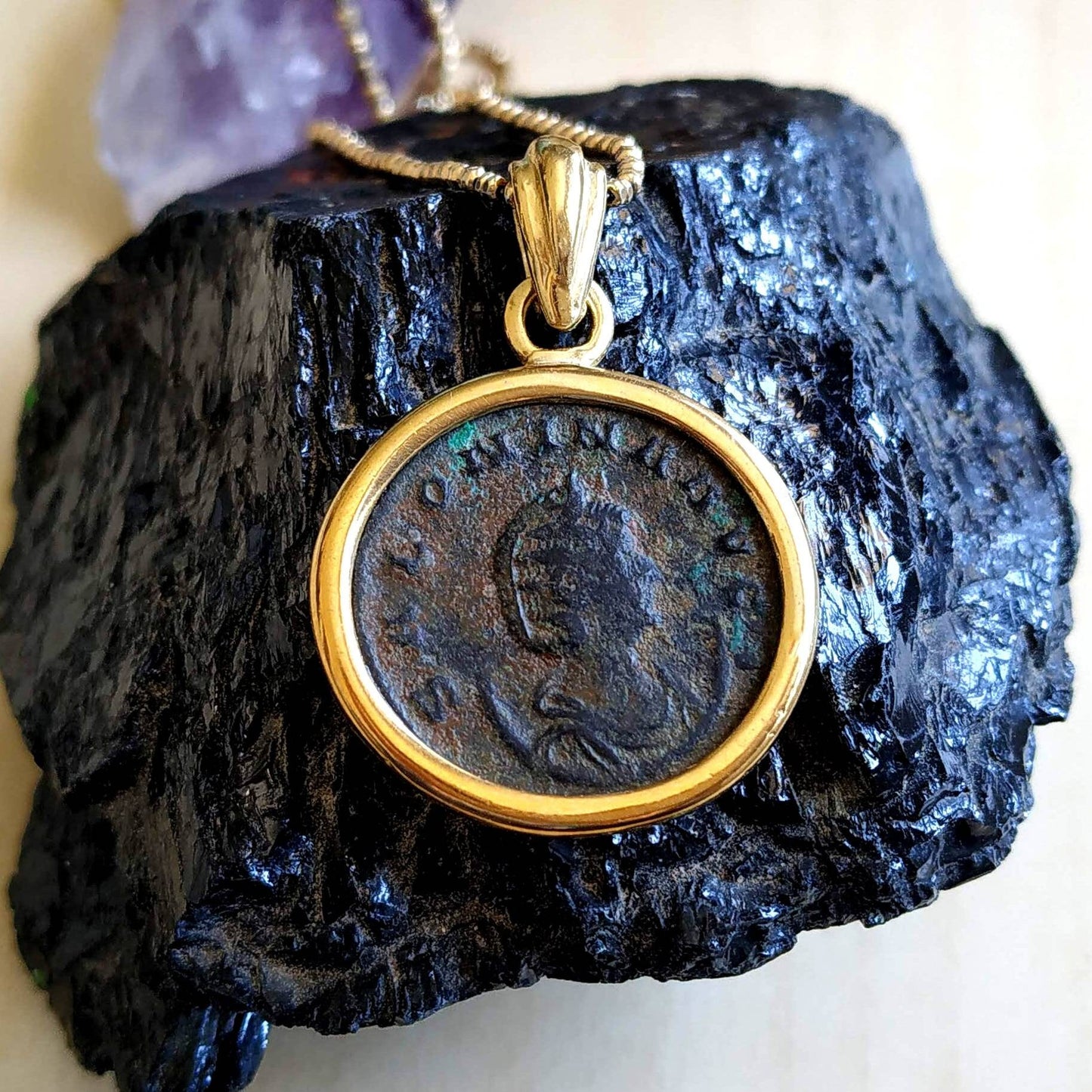 Ancient Roman Empress Salonina Coin necklace, Women of the Roman Empire Medallion, Gallienus Era coin