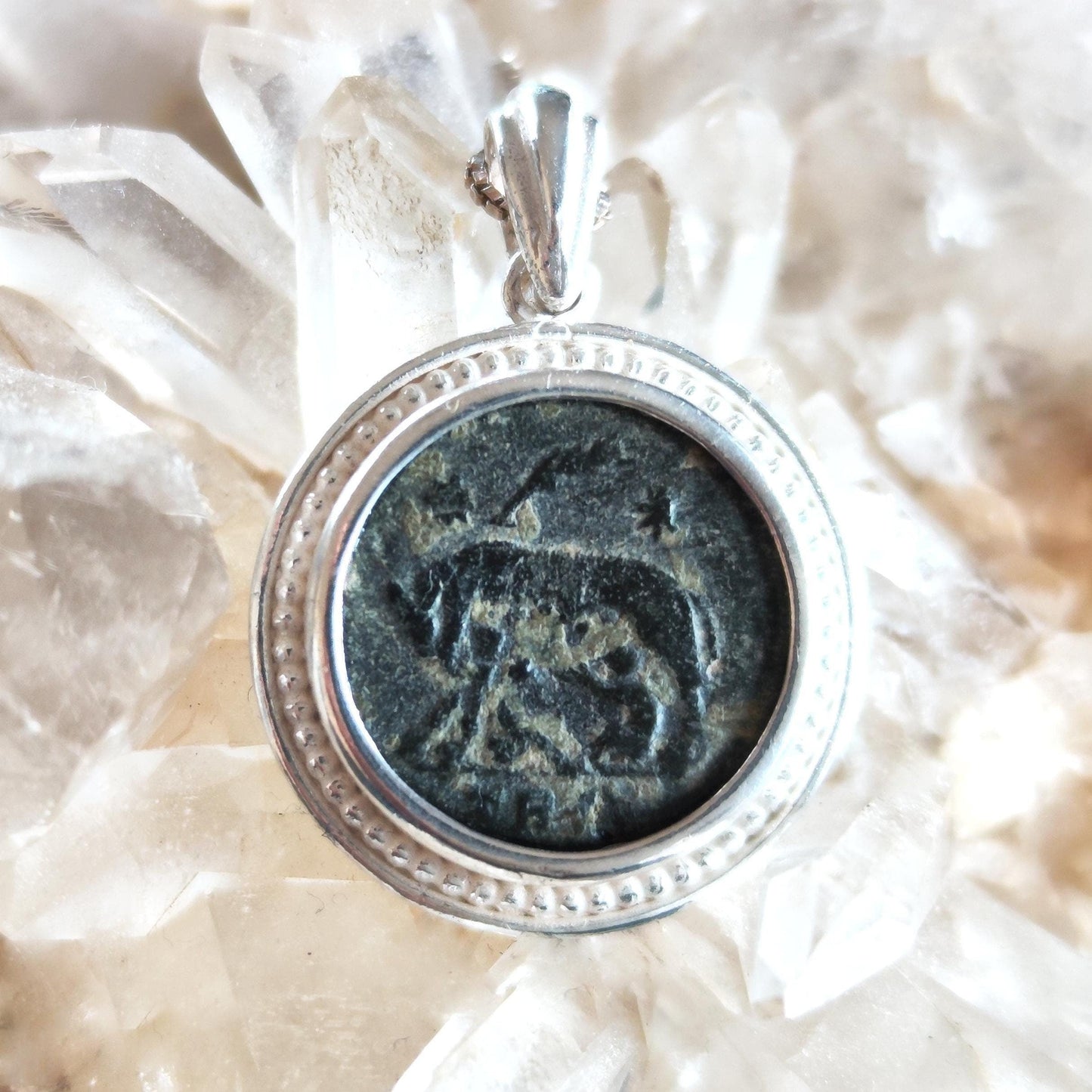 Ancient Roman Coin Necklace: Twins Romulus and Remus, Sterling Silver Pendant Barr Designs
