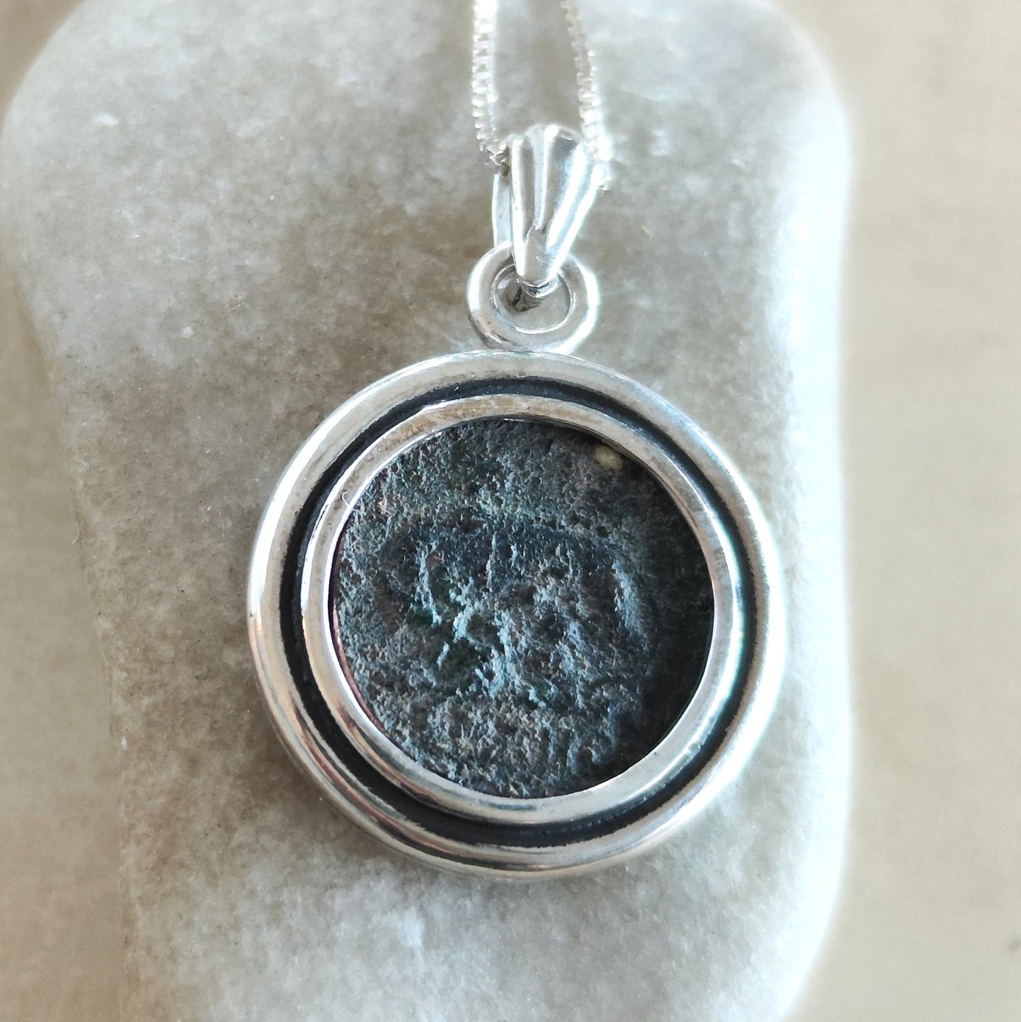 Romulus & Remus Roman Coin Pendant: Sterling Silver, Authentic Ancient Constantine Coin Barr Designs