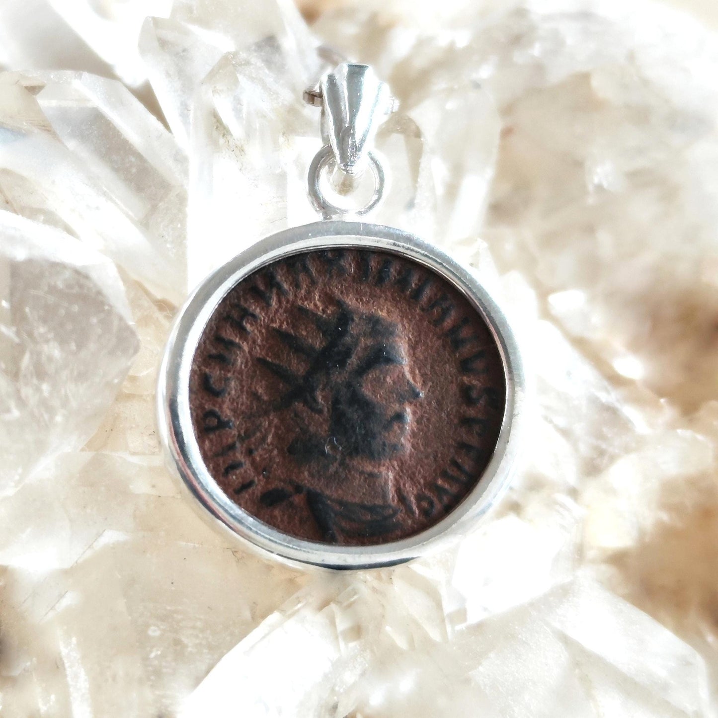 Ancient Roman Coin Pendant: Emperor Maximianus, Sterling Silver Medallion, Antique History Gift Barr Designs