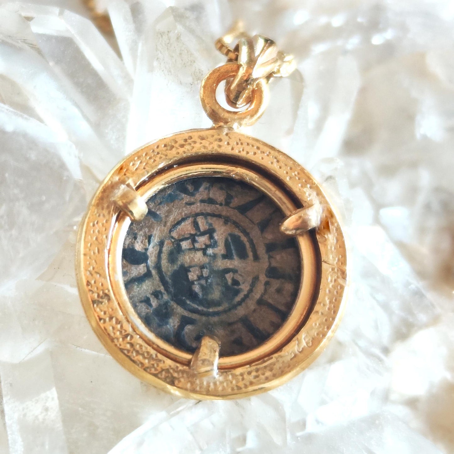 Crusader Kingdom of Jerusalem Coin Necklace, Medieval Knight Templar Latin Cross Medallion, Ancient Real Denier, Jerusalem Christian Jewelry