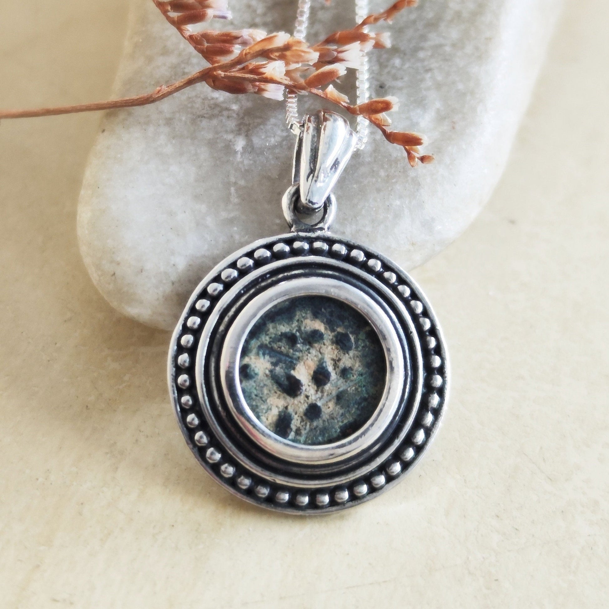 Ancient Widow's Mite Coin Pendant: Sterling Silver Religious Medallion Barr Designs