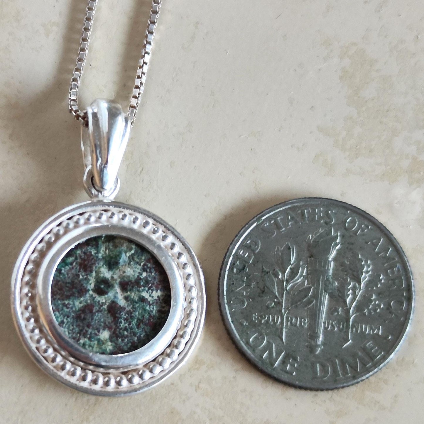 Biblical Widow Mite Coin Silver Necklace, Jesus New Testament Medallion Barr Designs
