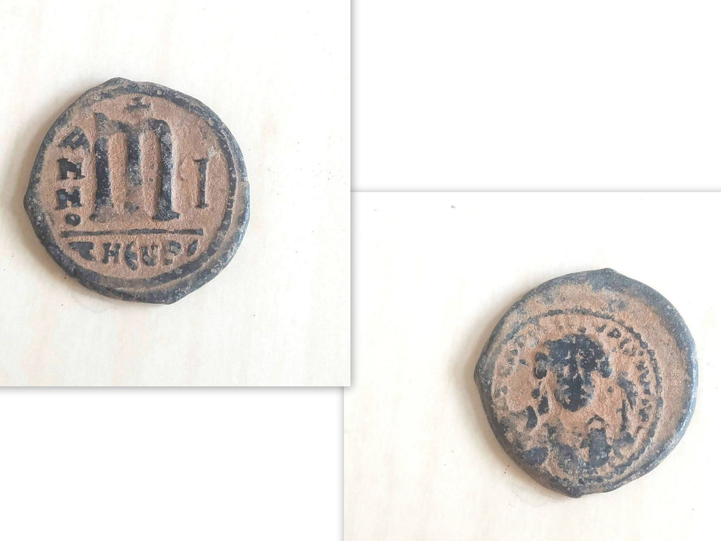 Antique Eastern Roman Byzantine Coin Necklace, Large Silver Coin medallion, initial letter M Statement Pendant, History Lover Jewelry gift