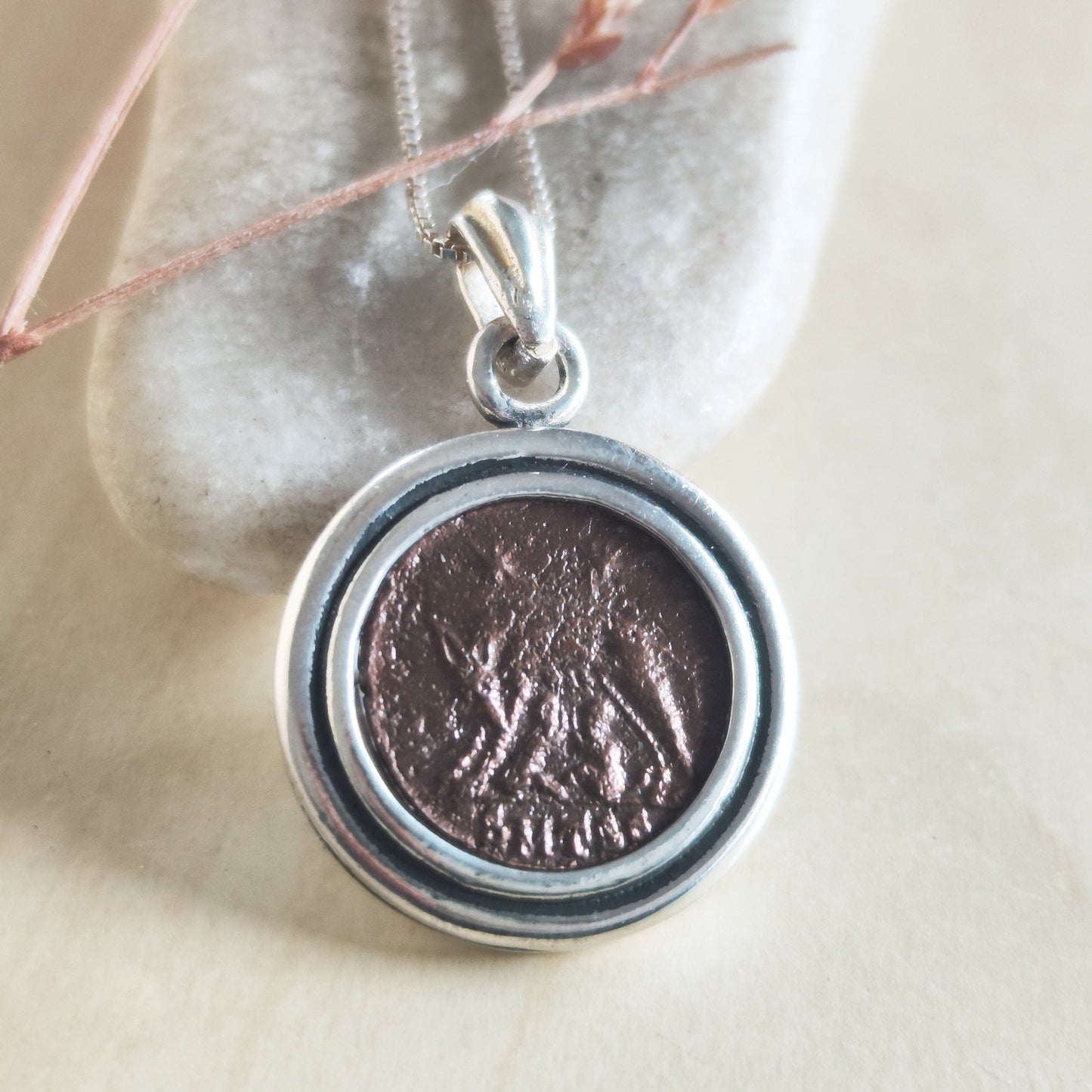 Romulus and Remus Coin Pendant: Sterling Silver Ancient Roman Necklace Barr Designs