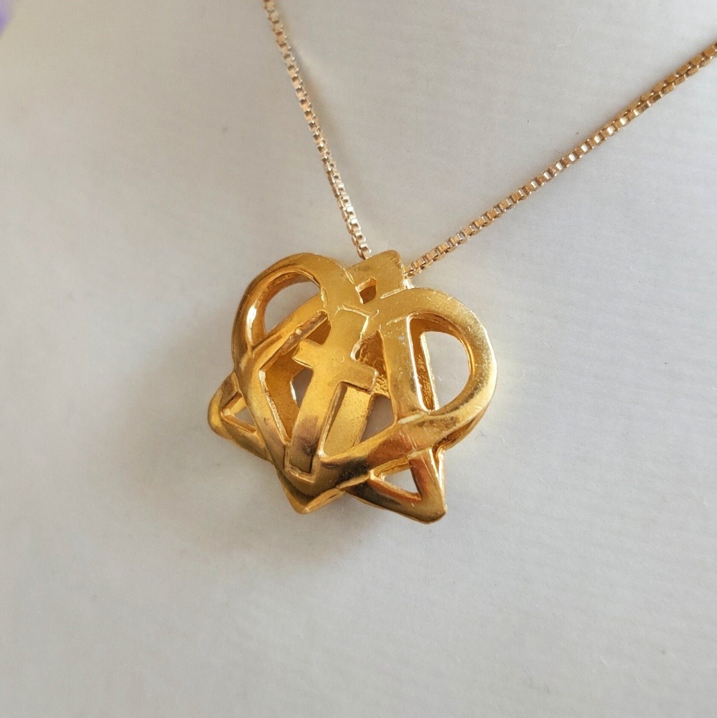 Star of David Cross Pendant: Interfaith Heart Shaped Necklace, Handmade in Israel Barr Designs