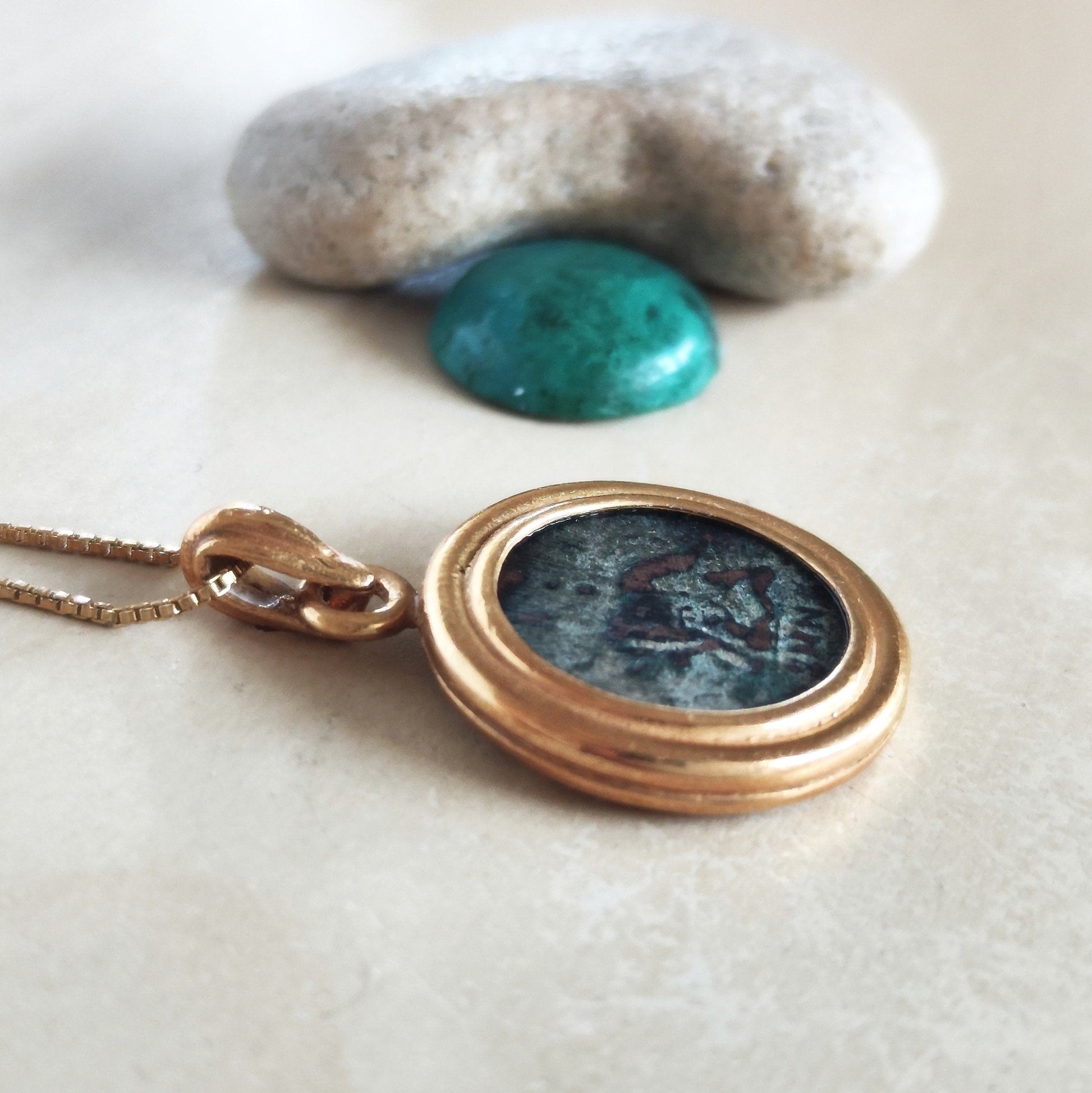 Romulus and Remus Coin Necklace, She Wolf Bronze Medallion, Sterling Silver Gold Plated Pendant Barr Designs