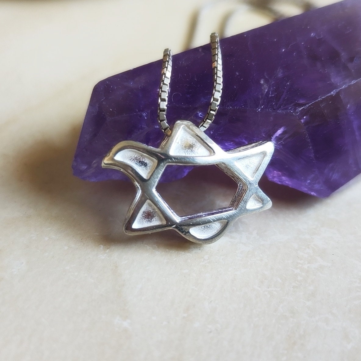 Dove Star of David Sterling Silver Necklace: 3D Jewish Christian Gift Barr Designs