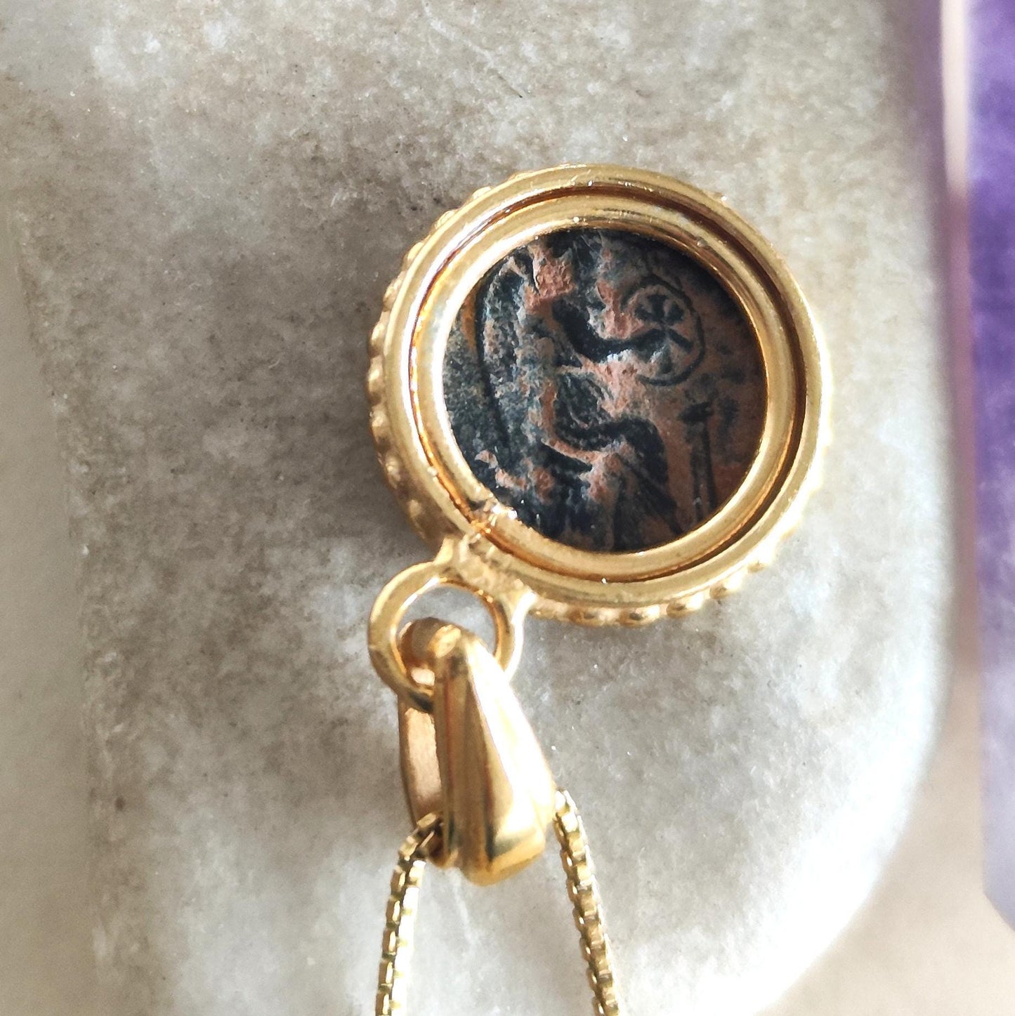 Ancient Roman Empress Coin Necklace, St. Aelia Flaccilla Small Medallion, Christian Orthodox Jewelry, Emperor Theodosius Arcadius Honorius