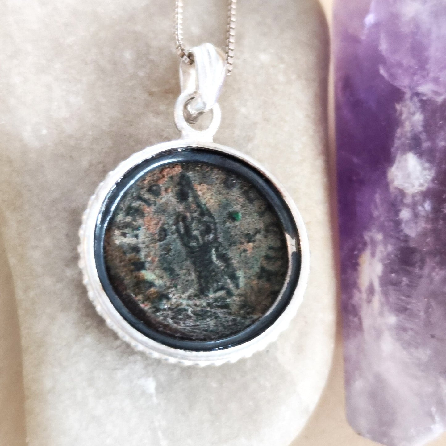 Ancient Coin of Roman Empress Fausta Silver Necklace, Constantine the Great wife pendant,  Women in Power Medallion, vintage style jewelry