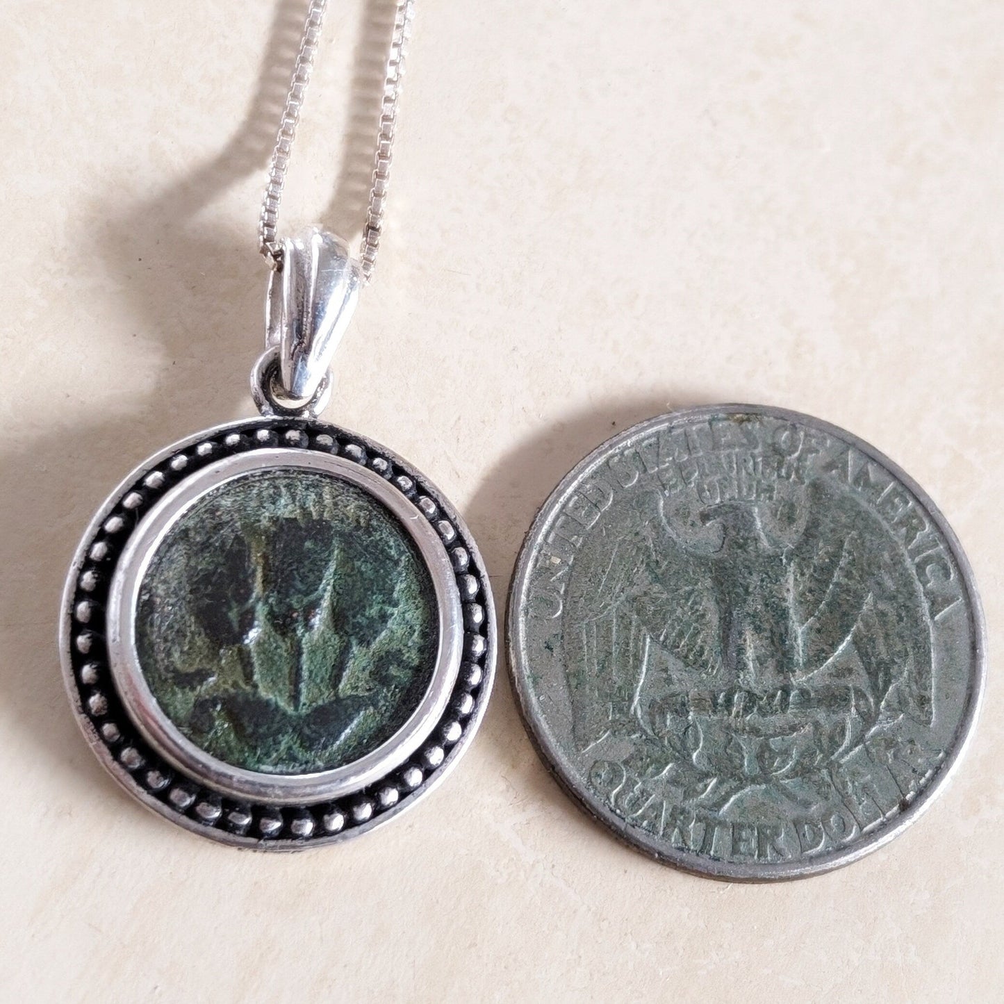 Antique Roman Coin Pendant: Herod Agrippa, Sterling Silver, History Gift Barr Designs