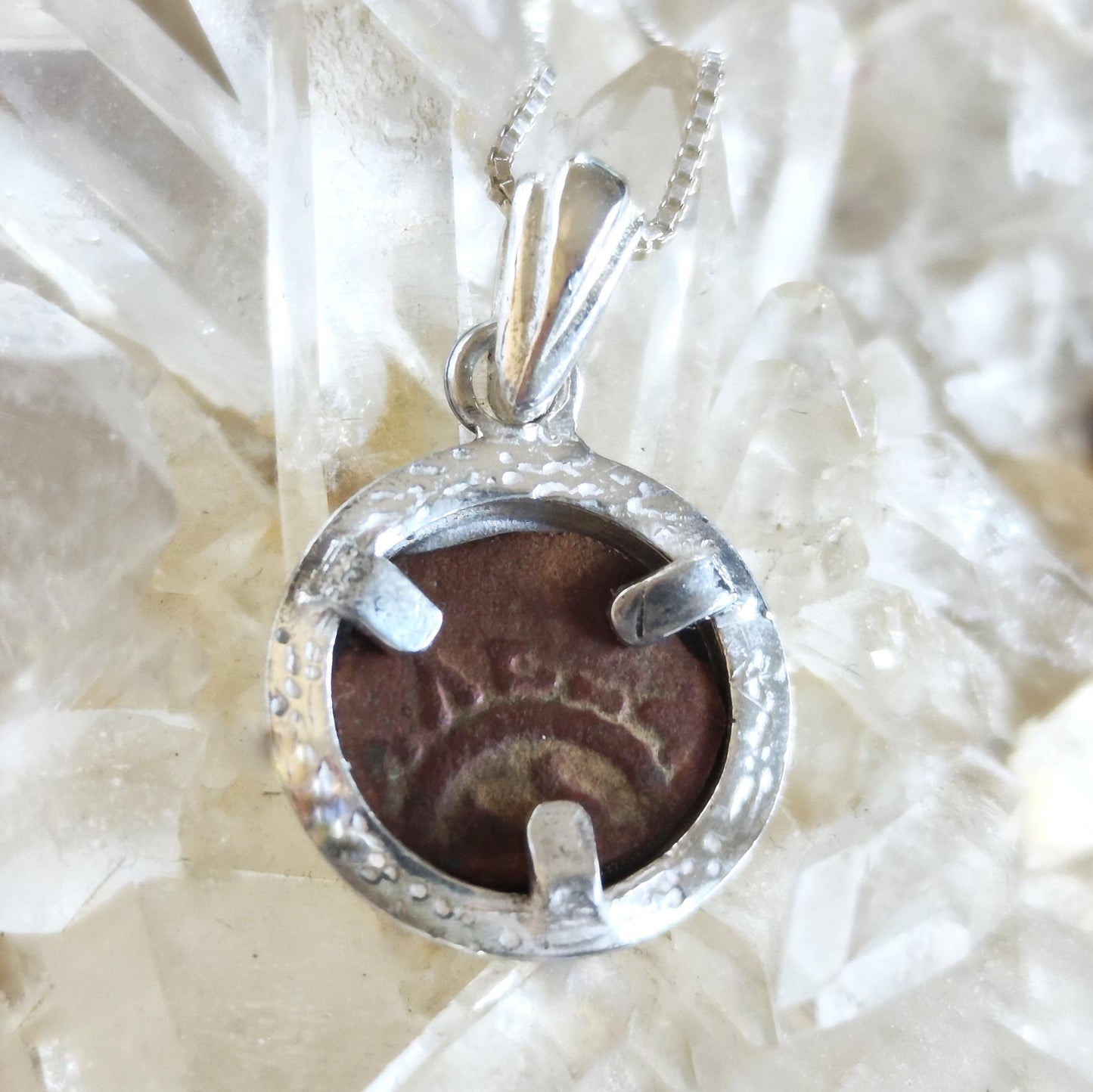 Genuine biblical widow mite coin necklace, Christian men medallion, antique minimalist silver charm, small Jesus pendant, Christmas Gift