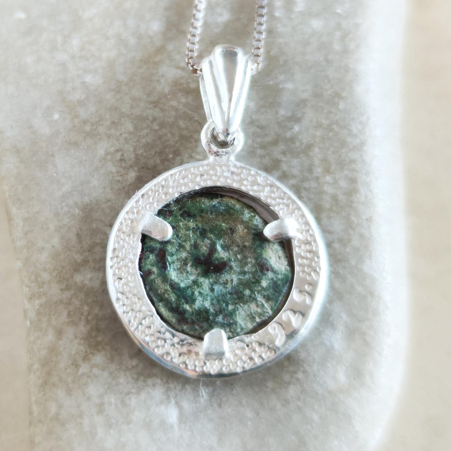 Biblical Widow Mite Coin Silver Necklace, Jesus New Testament Medallion Barr Designs