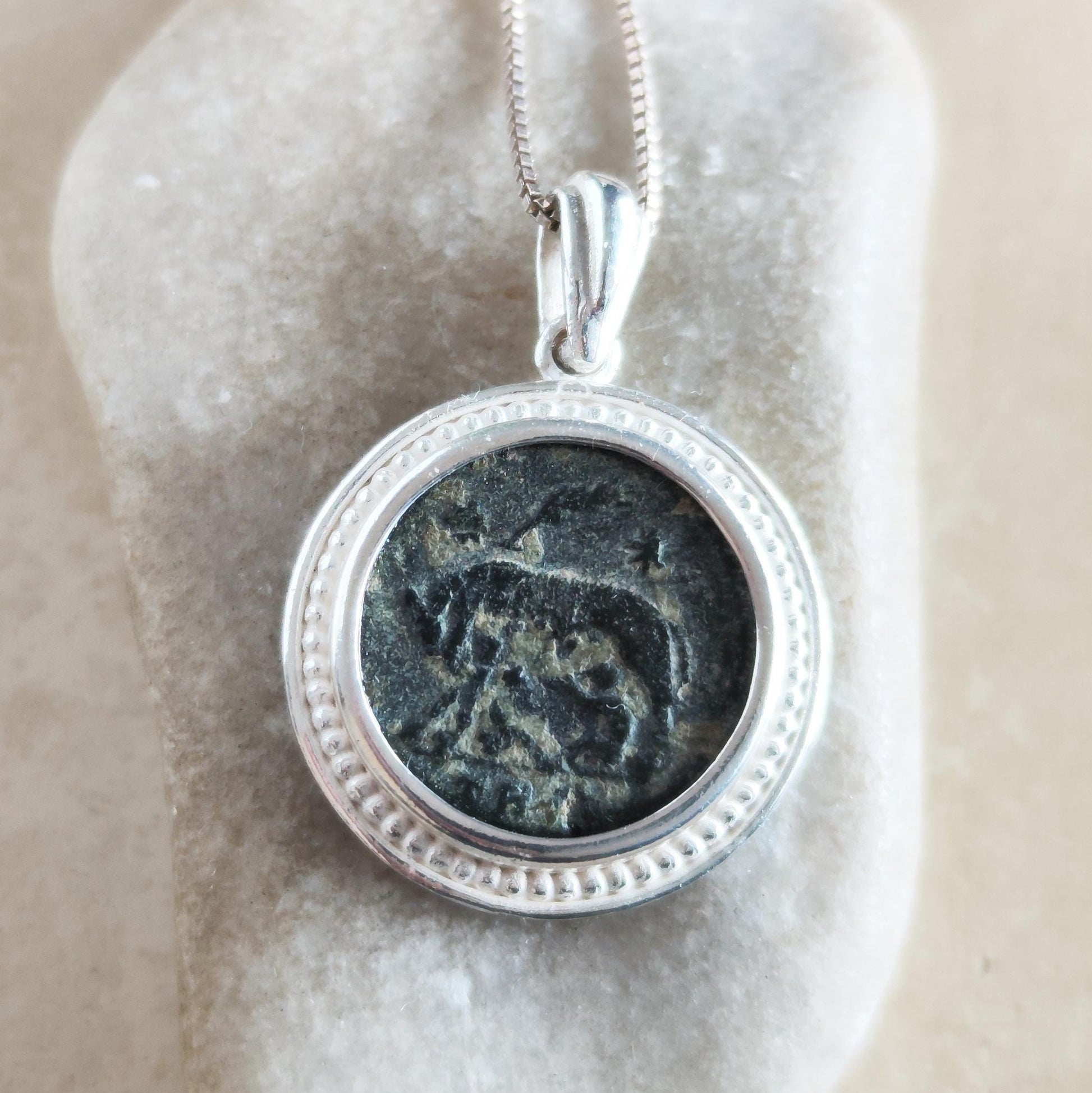 Ancient Roman Coin Necklace: Twins Romulus and Remus, Sterling Silver Pendant Barr Designs
