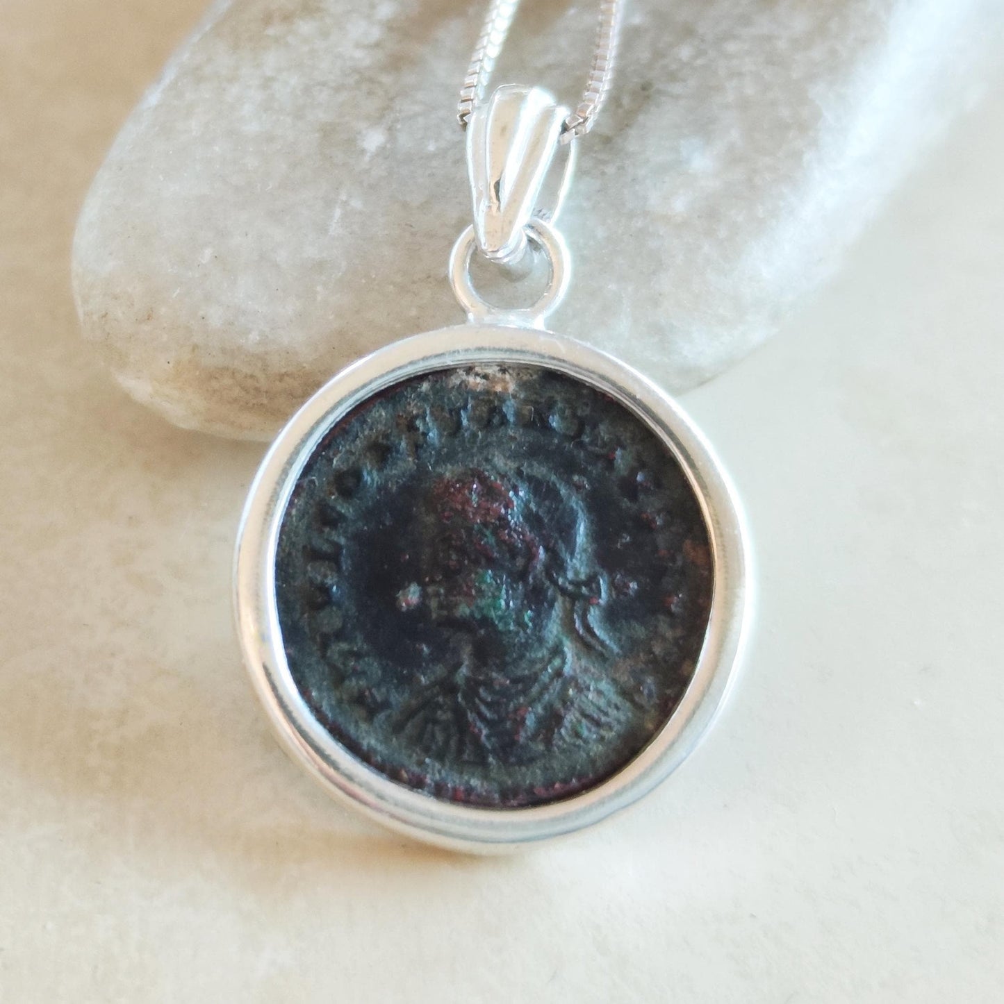 Antique Roman Coin Necklace: Emperor Constantius II, Sterling Silver Pendant Barr Designs