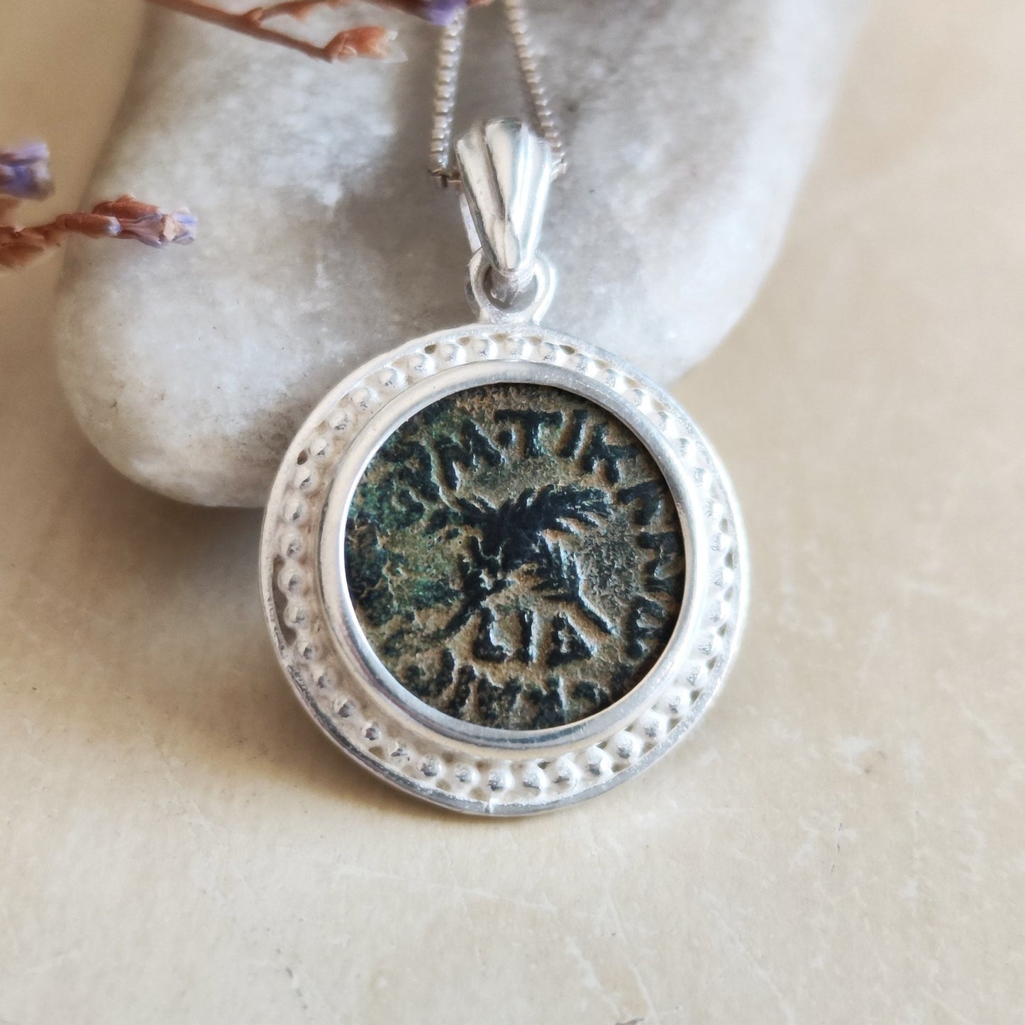 Antique Roman Provincial coin silver necklace, Procurator Antonius Felix Medallion, Ancient Emperor Claudius Coin Jewelry,  History Necklace