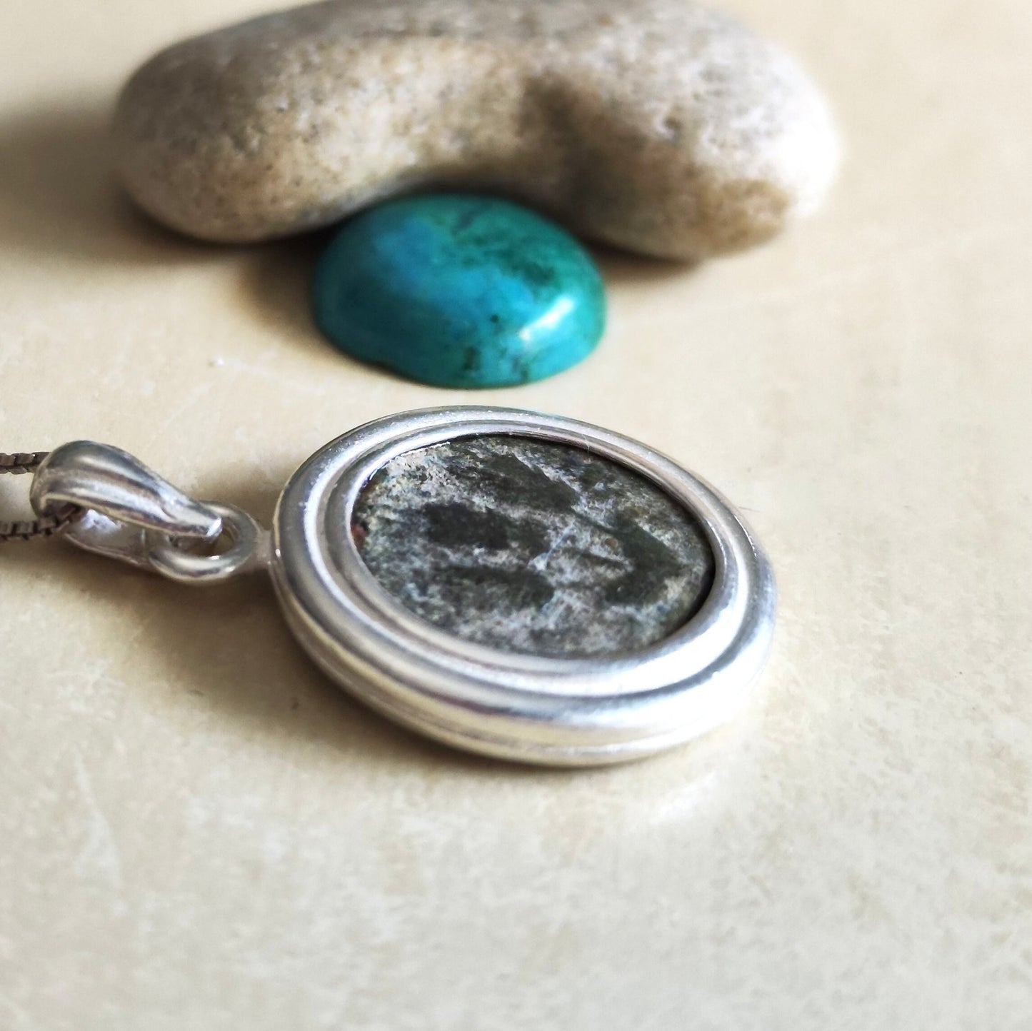 Genuine Ancient Jewish Coin Silver Necklace, Herod Agrippa Coin Pendant, Roman Coin Medallion, Wheat branch Coin, vintage style gift idea