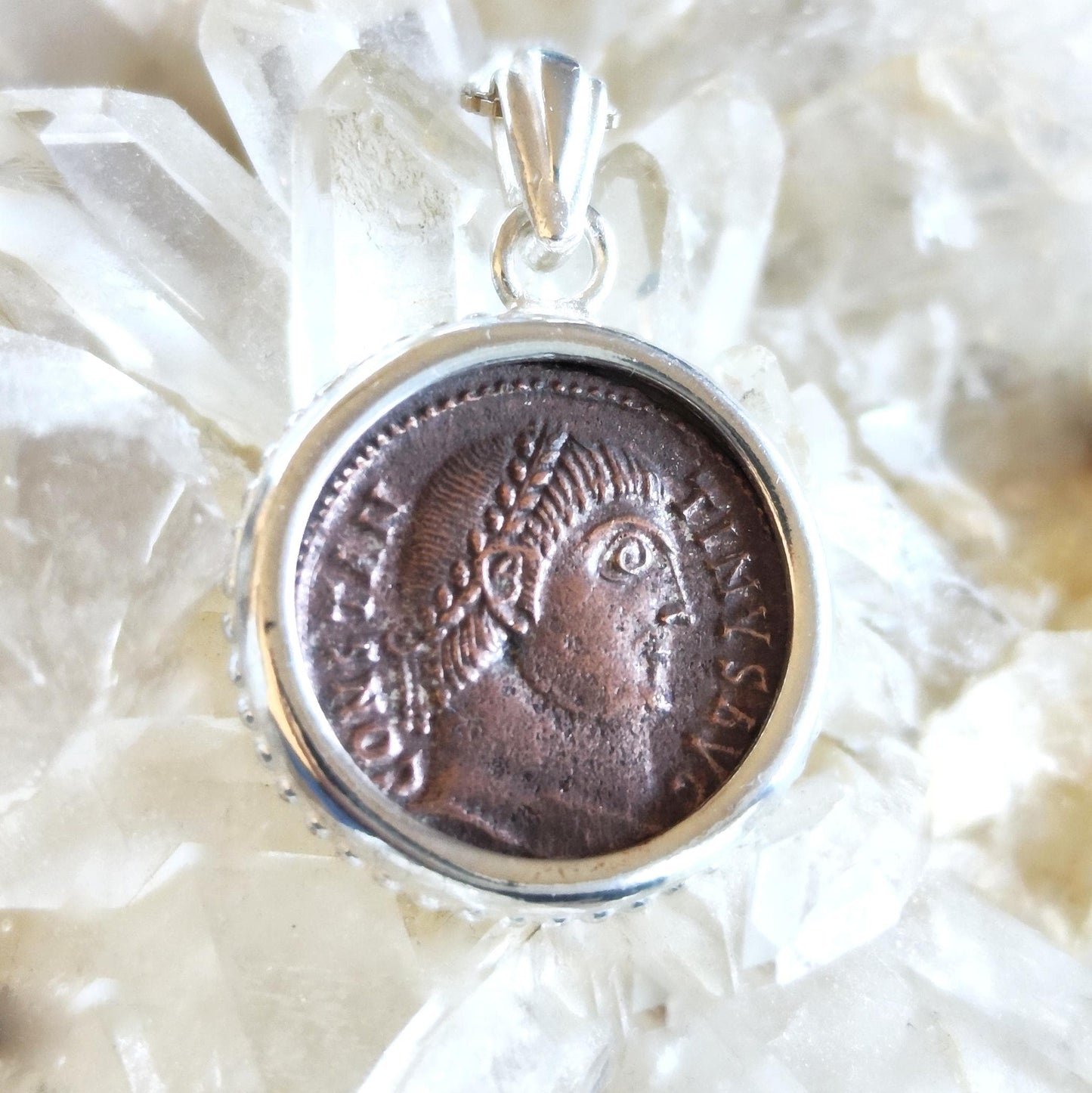Ancient Constantine I Coin Necklace, Sterling Silver Pendant, History Gift Barr Designs