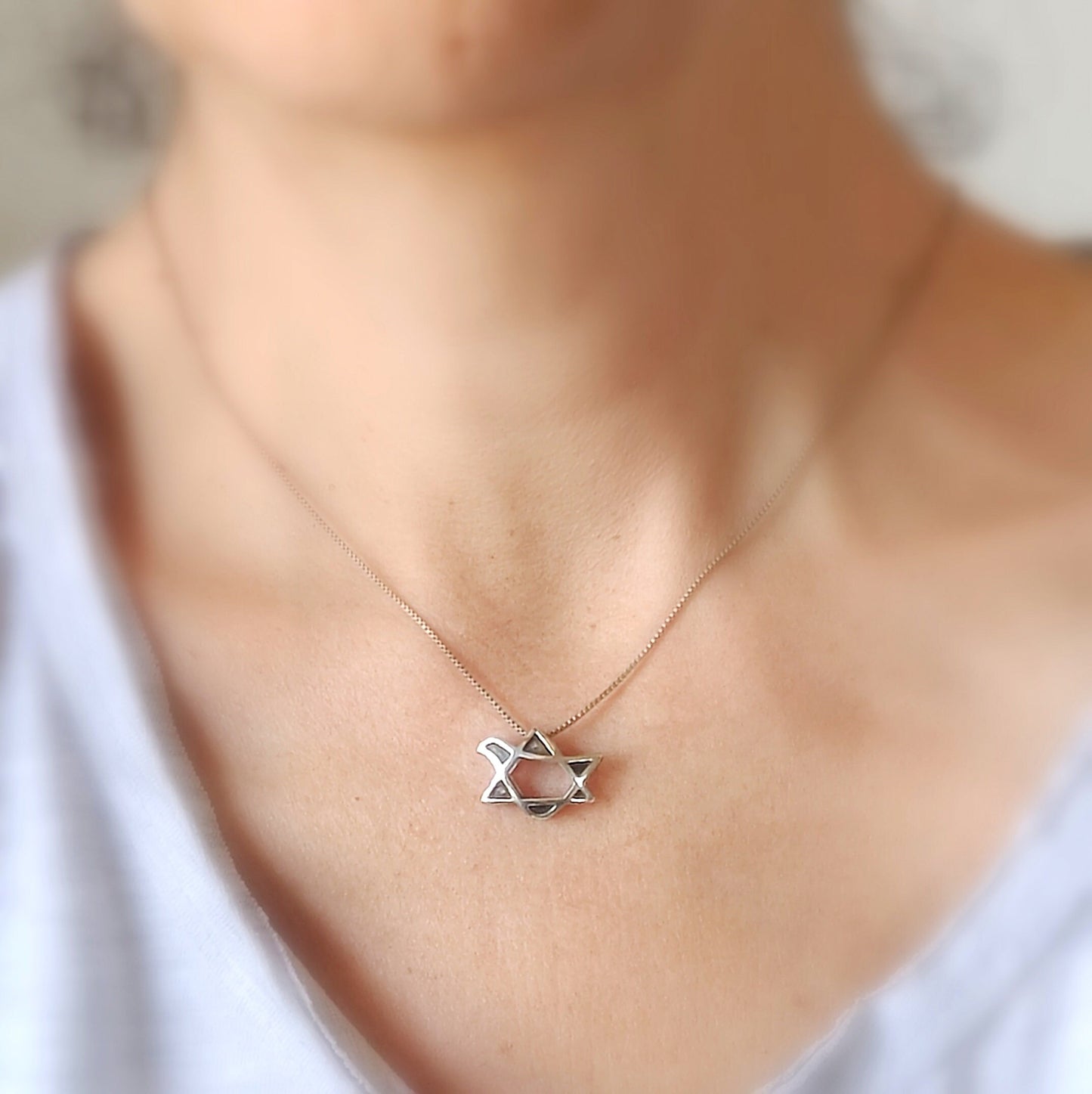 Star of David Necklace, Peace Dove Necklace, 3D Silver Bird Pendant, Jewish Gift for Women, Gift for Girls, Bat Mitzva Gift, Animal Jewelry