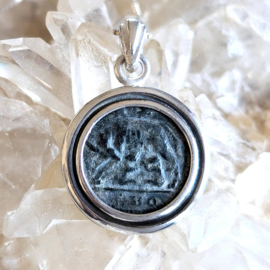 Romulus and Remus with She Wolf Necklace, Ancient Wolf Roman Coin Silver medallion, History Buff Jewelry, Emperor Constantine I Coin Charm