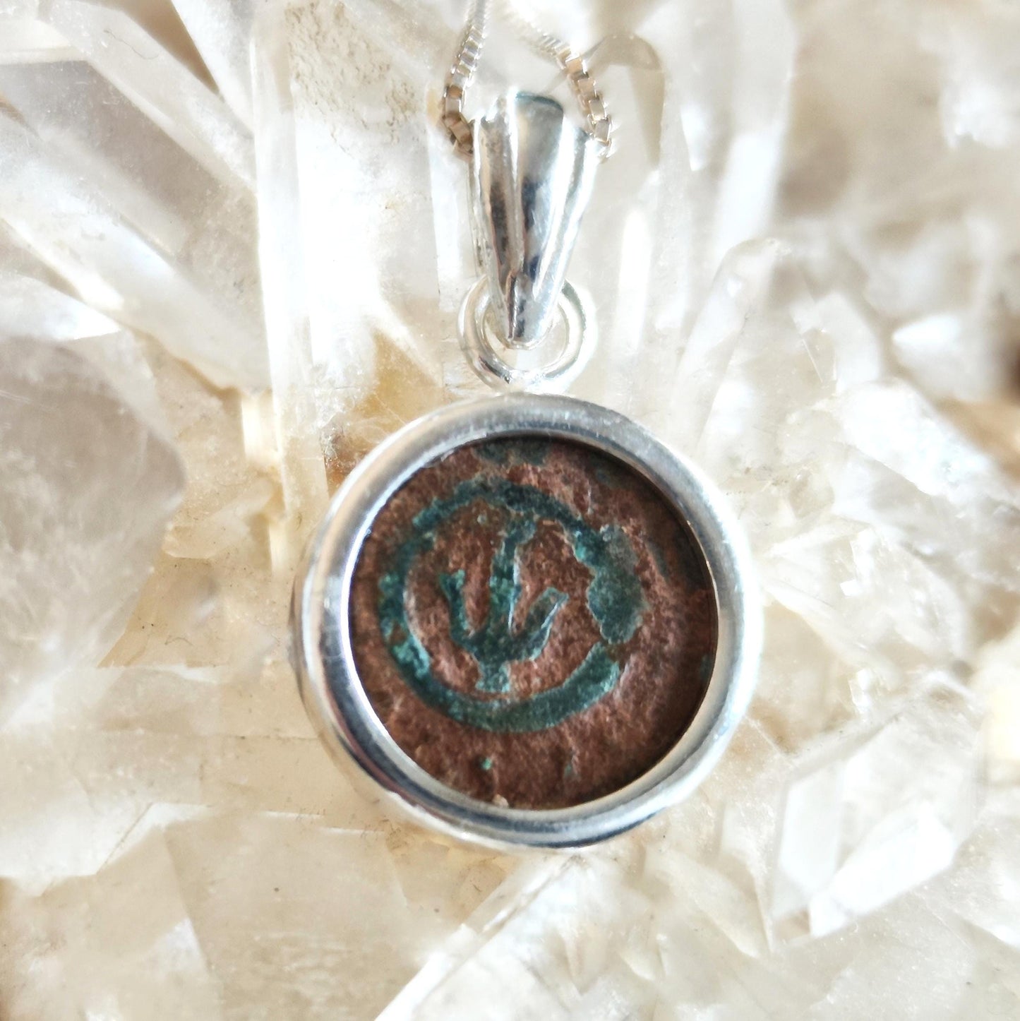 Christian Artifact Silver Pendant for Men, Ancient Judean Widow’s Mite Necklace, Jesus Poor Widow Story Jewelry