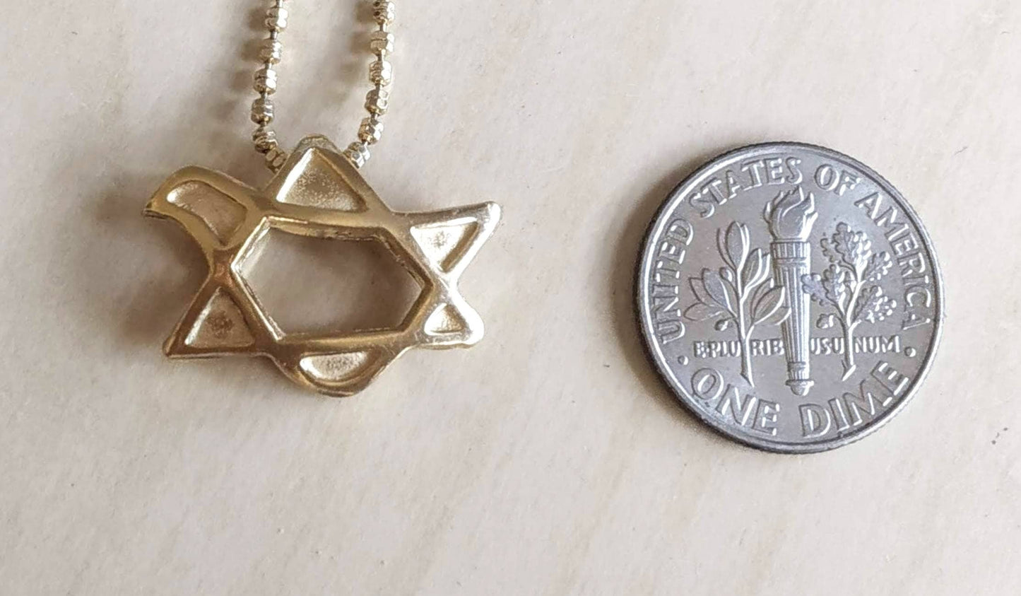 Gold Star of David Necklace: Sterling Silver Dove Pendant, Jewish Gift Barr Designs