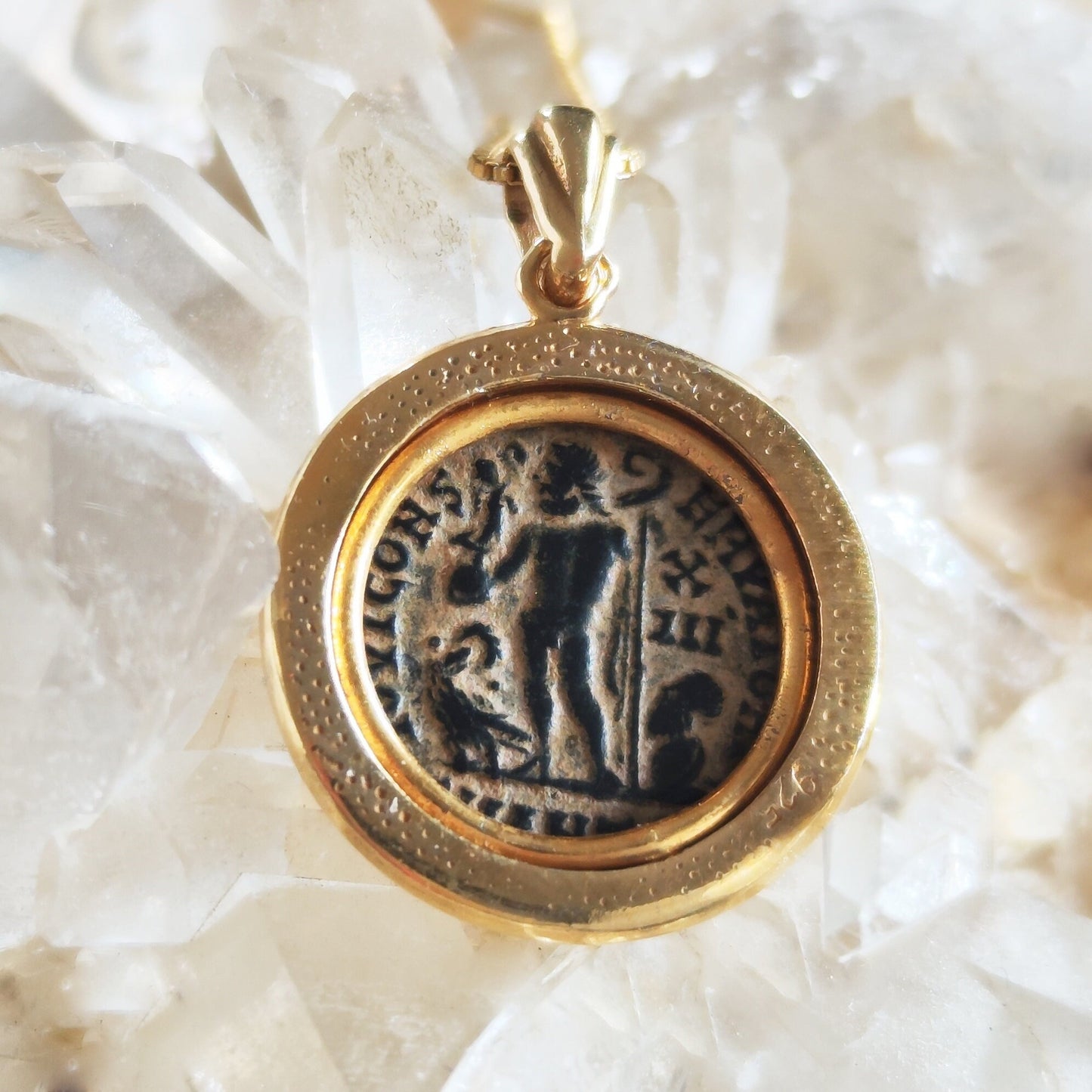 Constantine the Great Coin Pendant, Roman Emperor Christian Necklace, Ancient Coin Gold Plated Medallion, Antique Christian Unisex Gift