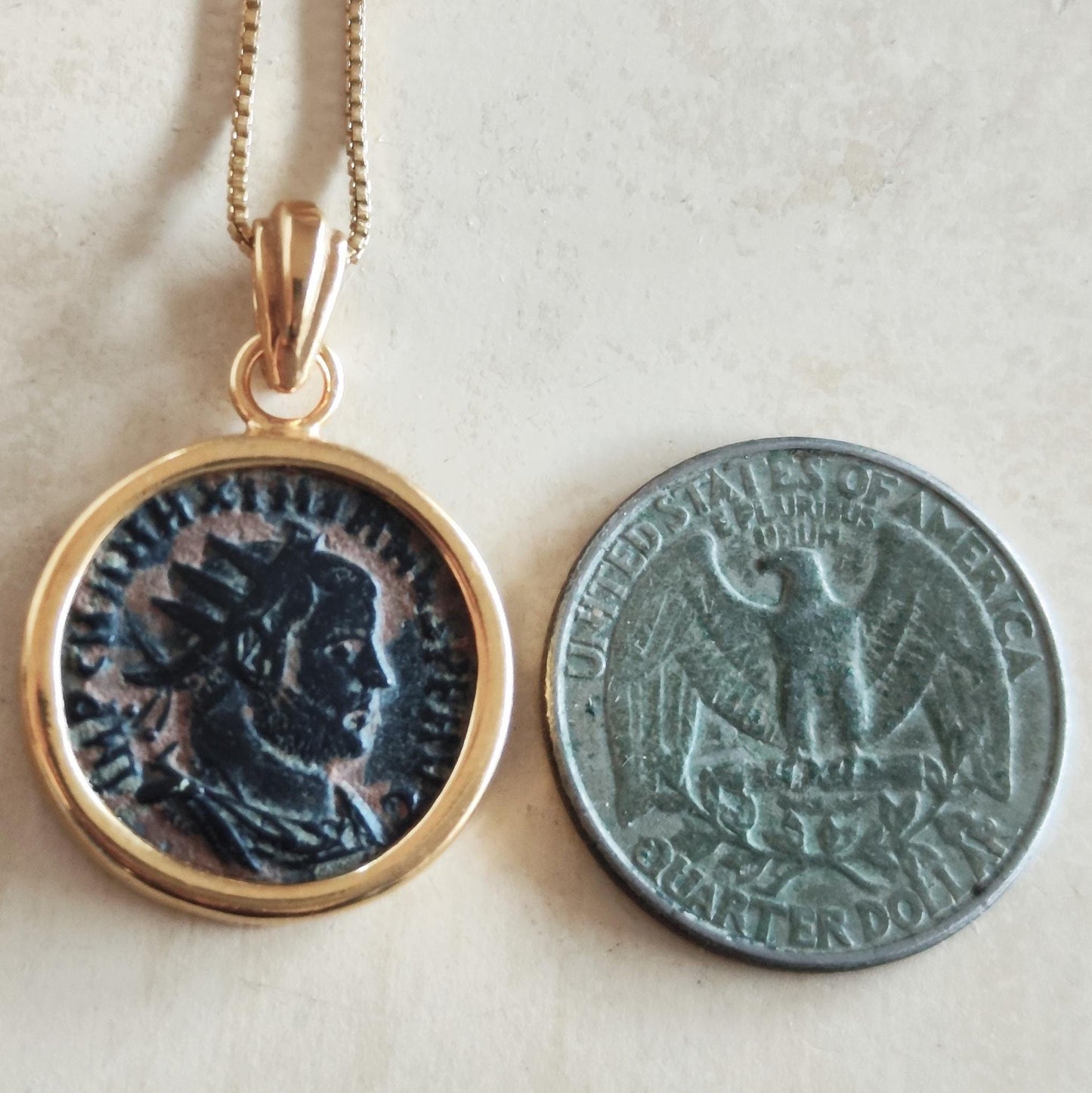 Genuine Roman Coin of Emperor Maximianus Pendant,  Ancient Coin Medallion Necklace, Roman Empire  Statement Necklace