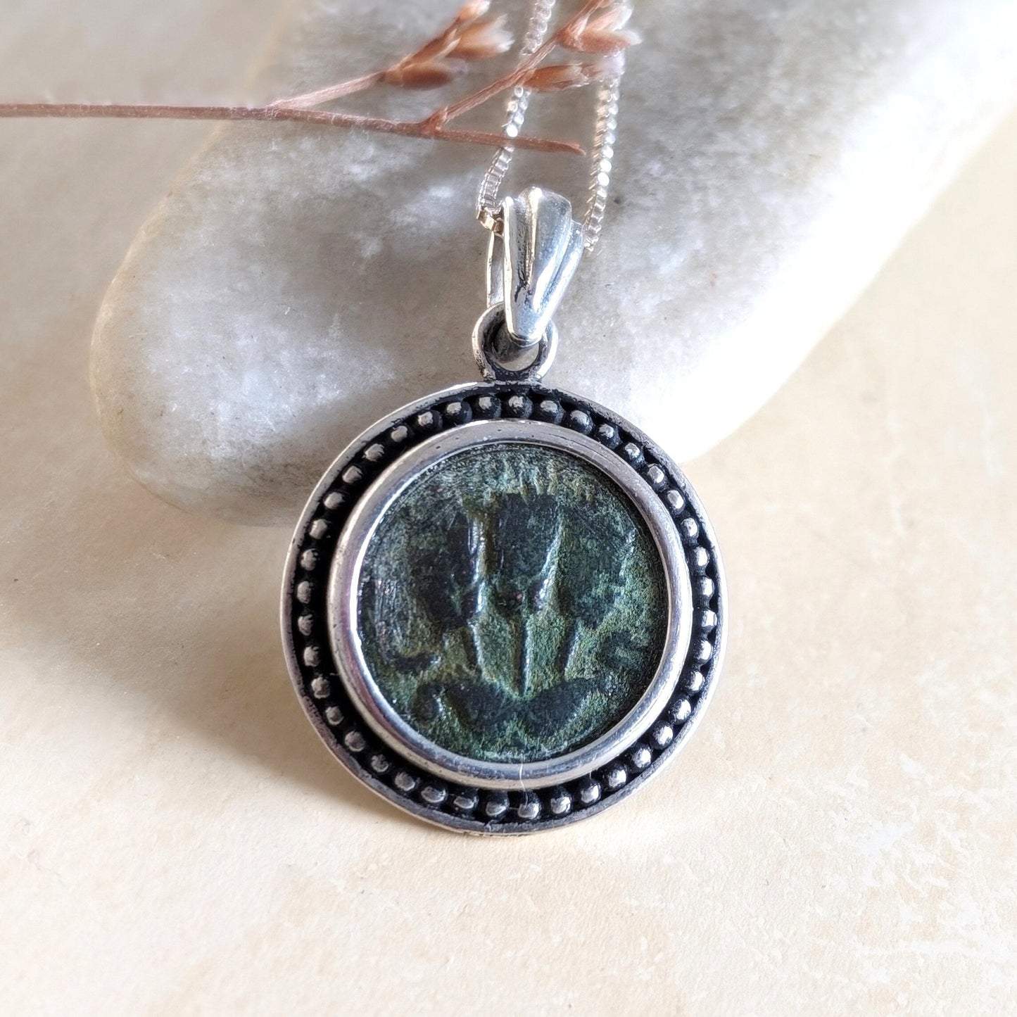 Antique Roman Coin Pendant: Herod Agrippa, Sterling Silver, History Gift Barr Designs